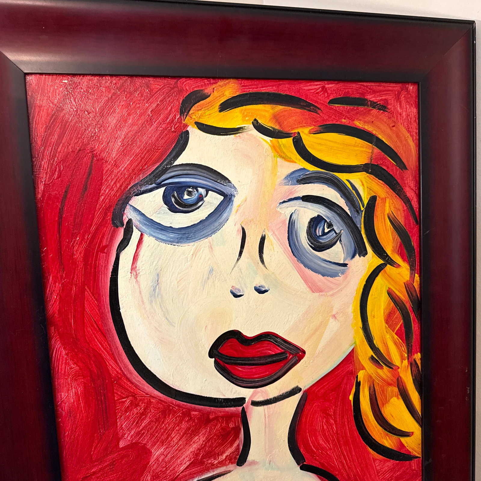 1970s Abstract Painting on Canvas by Peter Keil ~Framed - 7