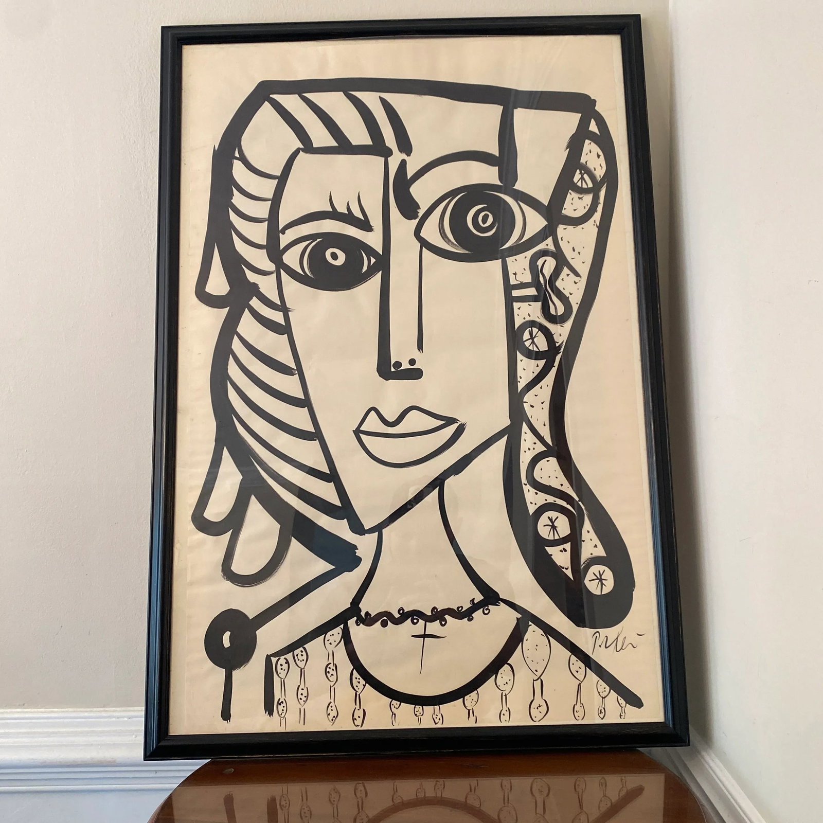 Peter Keil Original Abstract Cubic Portrait Painting Black & White Series - 2