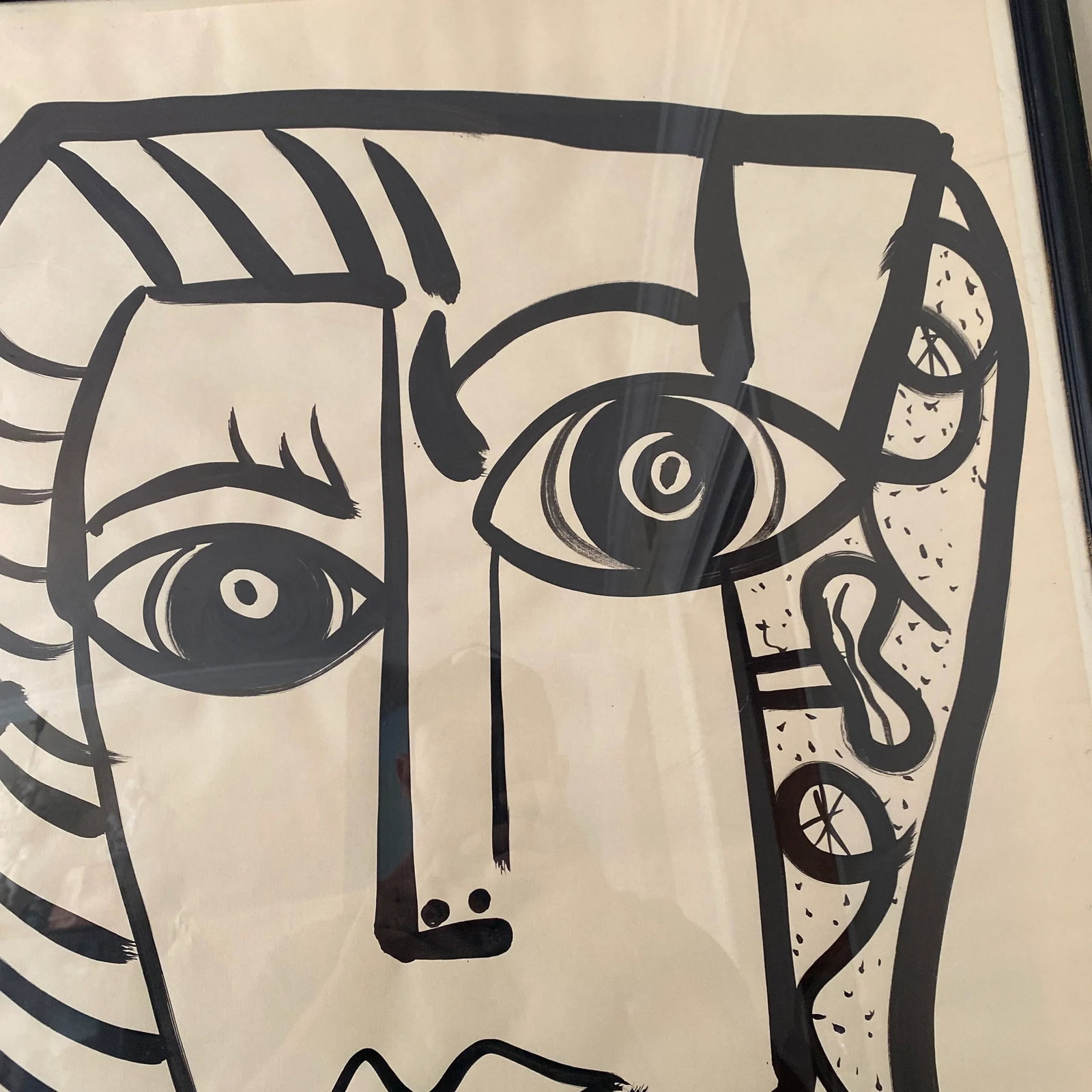 Peter Keil Original Abstract Cubic Portrait Painting Black & White Series - 5