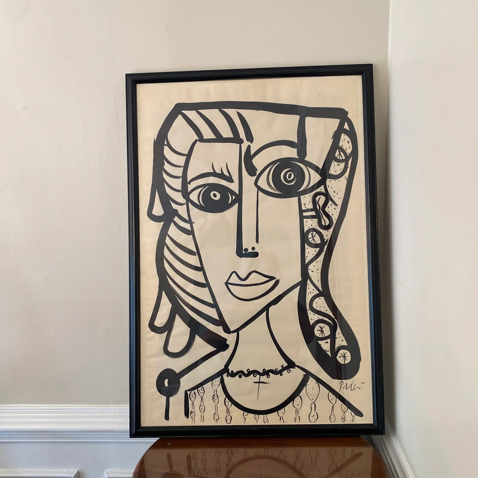 Peter Keil Original Abstract Cubic Portrait Painting Black & White Series - 6