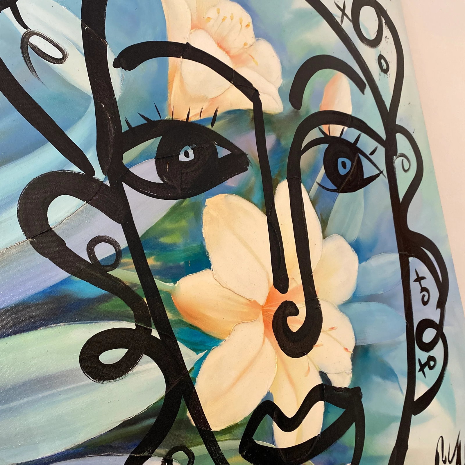 Oversized Original Peter Keil Abstract Floral Painting on Canvas - 3