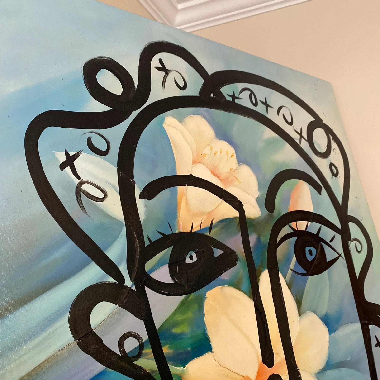 Oversized Original Peter Keil Abstract Floral Painting on Canvas - 4