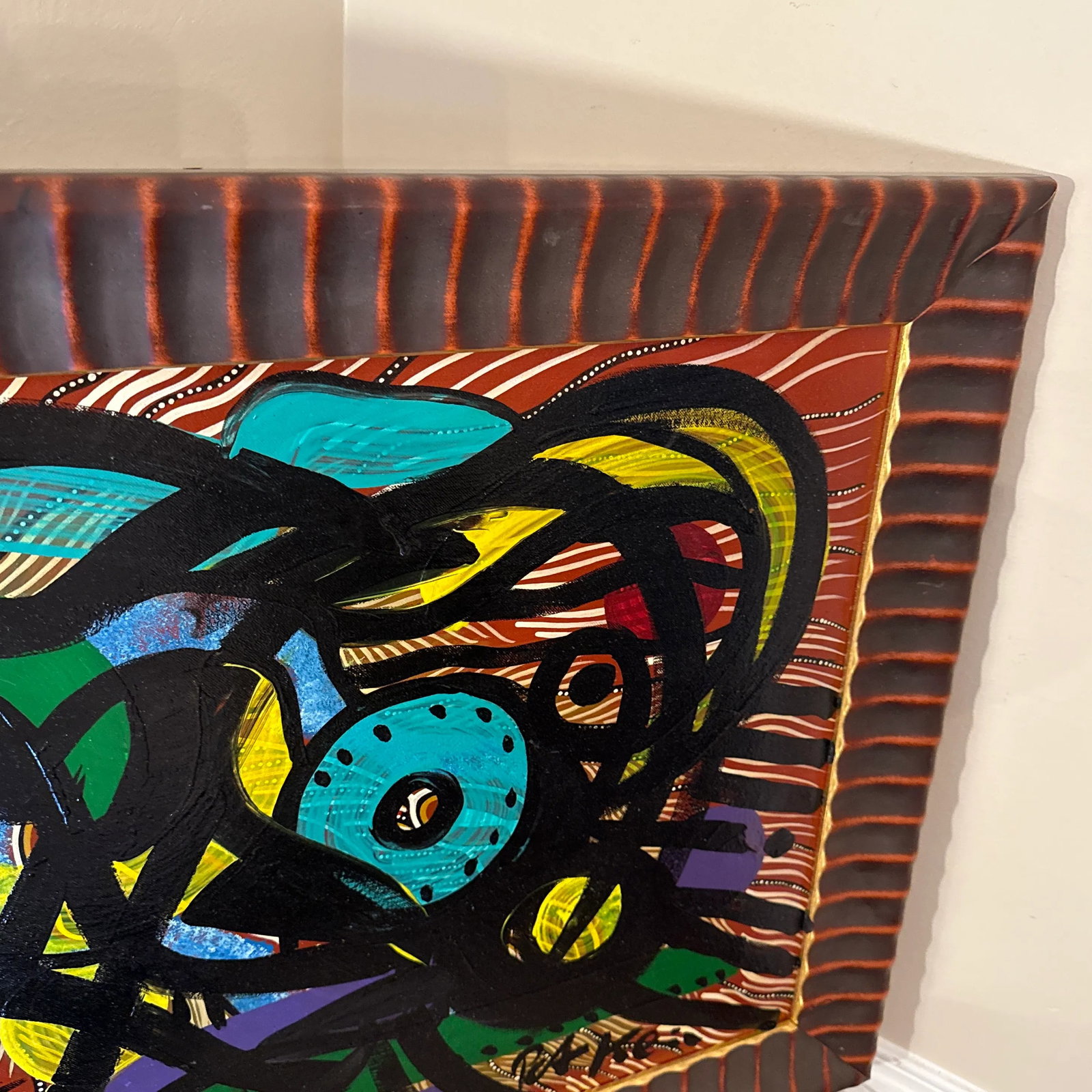 1970s Peter Keil Miro Style Abstract Painting ~ Framed - 7