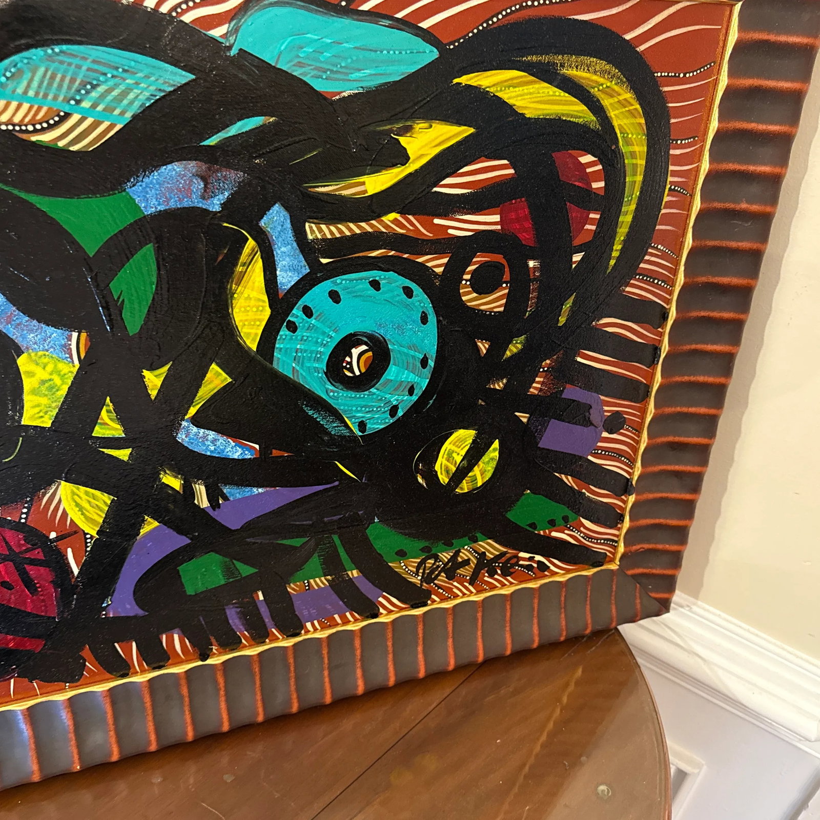 1970s Peter Keil Miro Style Abstract Painting ~ Framed - 8