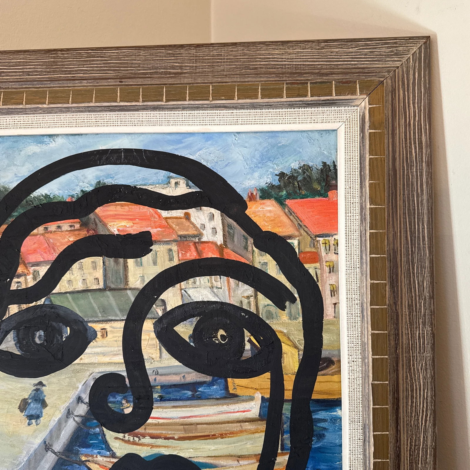 1970s Vintage Abstract Portraiture, Painting by Peter Robert Keil, Framed - 4