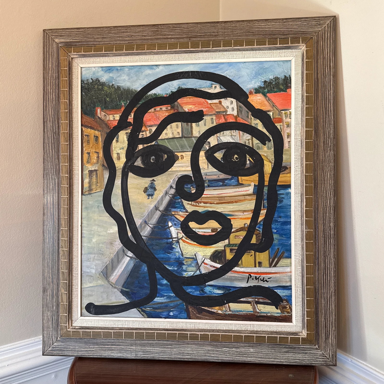 1970s Vintage Abstract Portraiture, Painting by Peter Robert Keil, Framed - 5