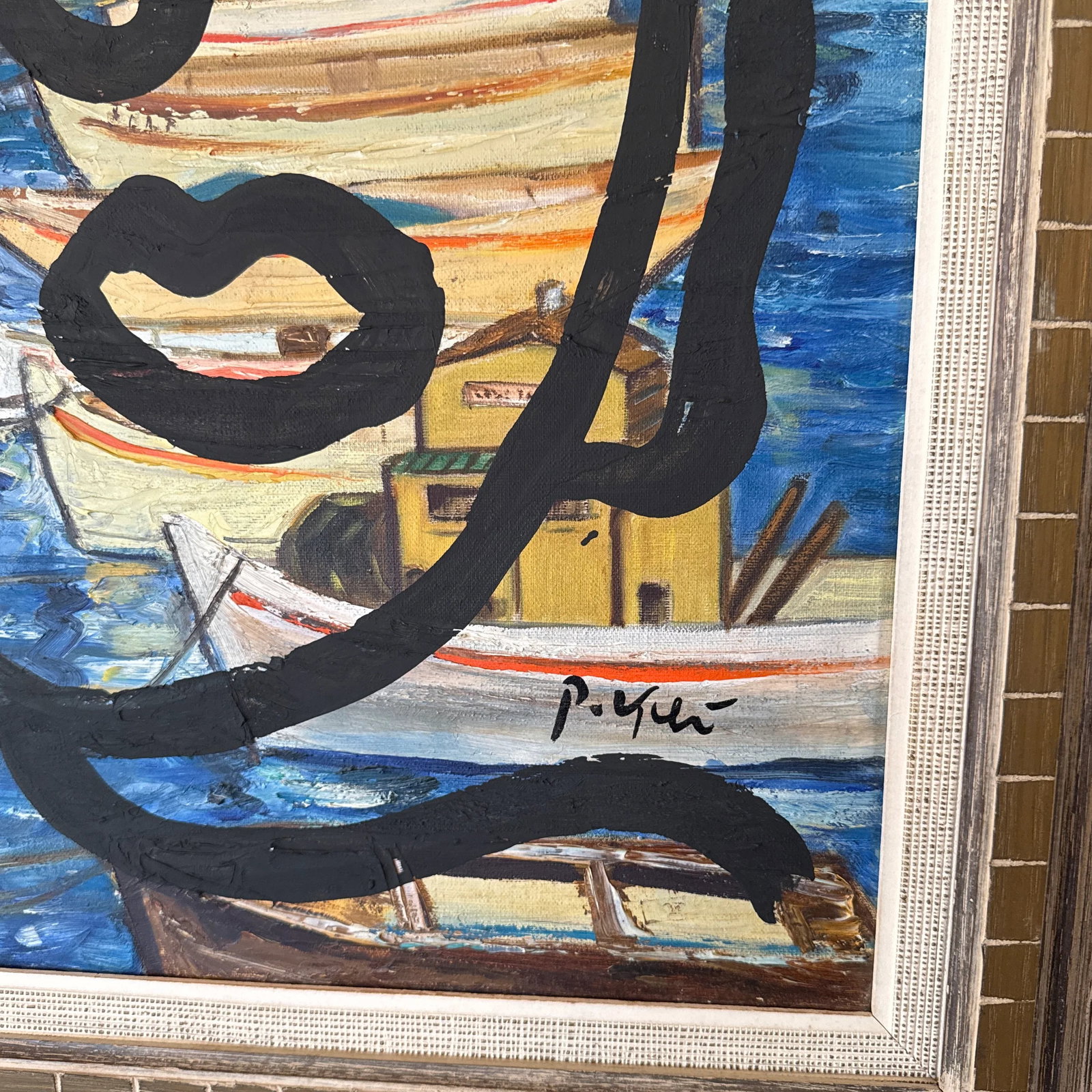 1970s Vintage Abstract Portraiture, Painting by Peter Robert Keil, Framed - 6