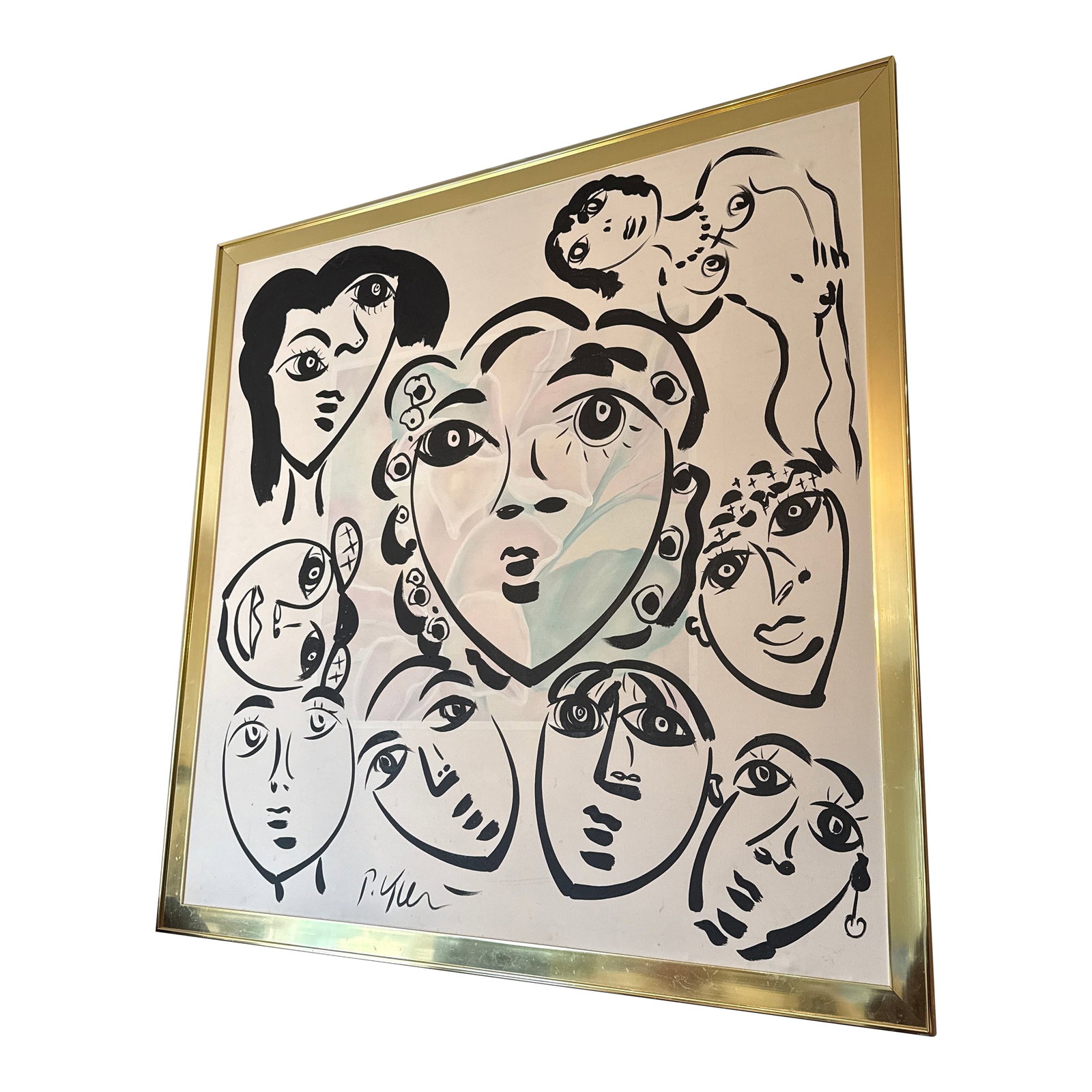 Monumental Midcentury Abstract Painting by Peter Keil, Framed: Peter Keil is a German artist that focuses primarily on abstract expressionism. Keil painted with some of the greats including Joan Miro, Pablo Picasso and Andy Warhol, to name a few. This is an