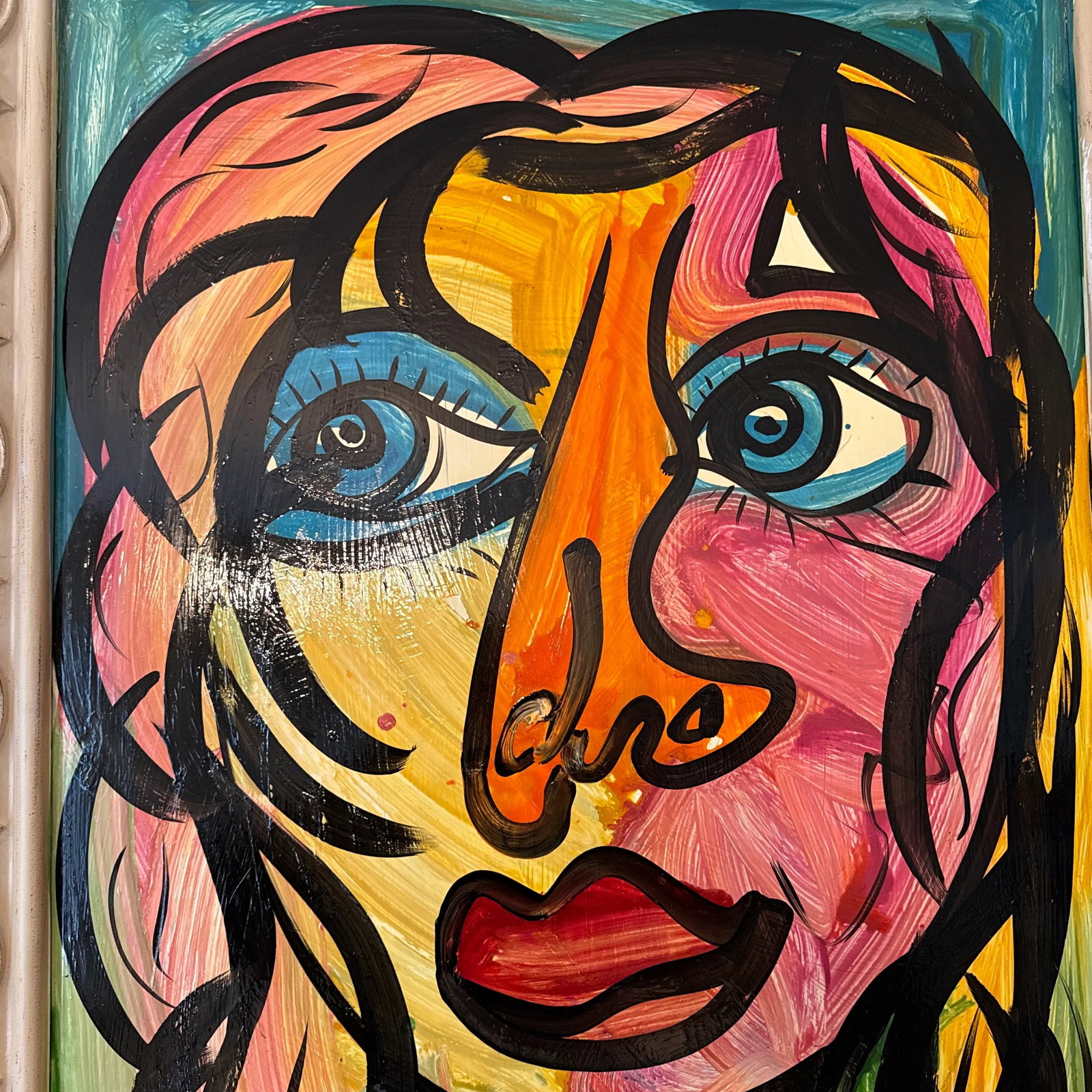 Monumental 1970s Abstract Painting by Peter Keil ~ Framed - 5
