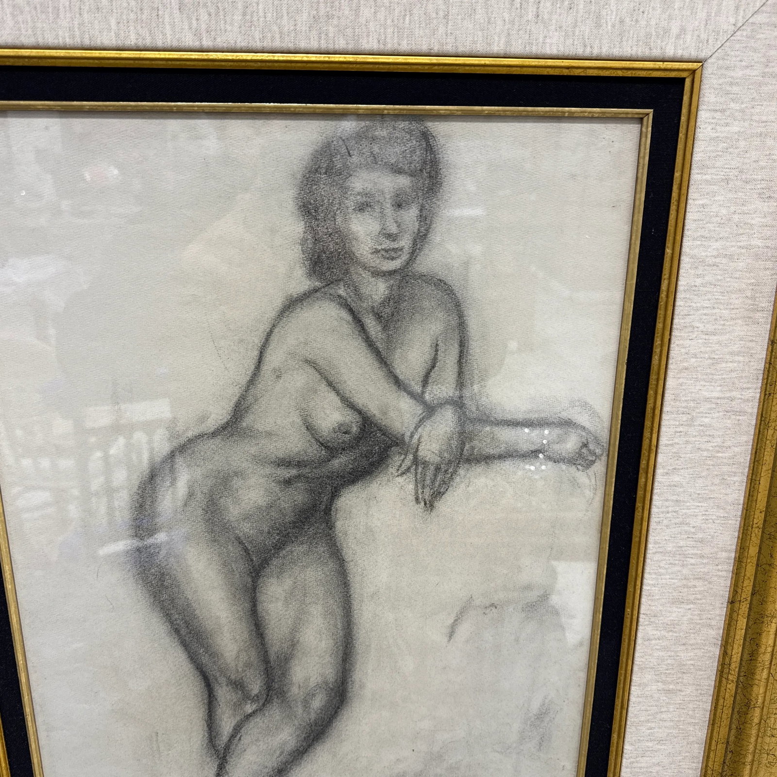 Framed Charcoal Nude Sketches by 20th Century Artist Ray Trail ~ a Pair - 8