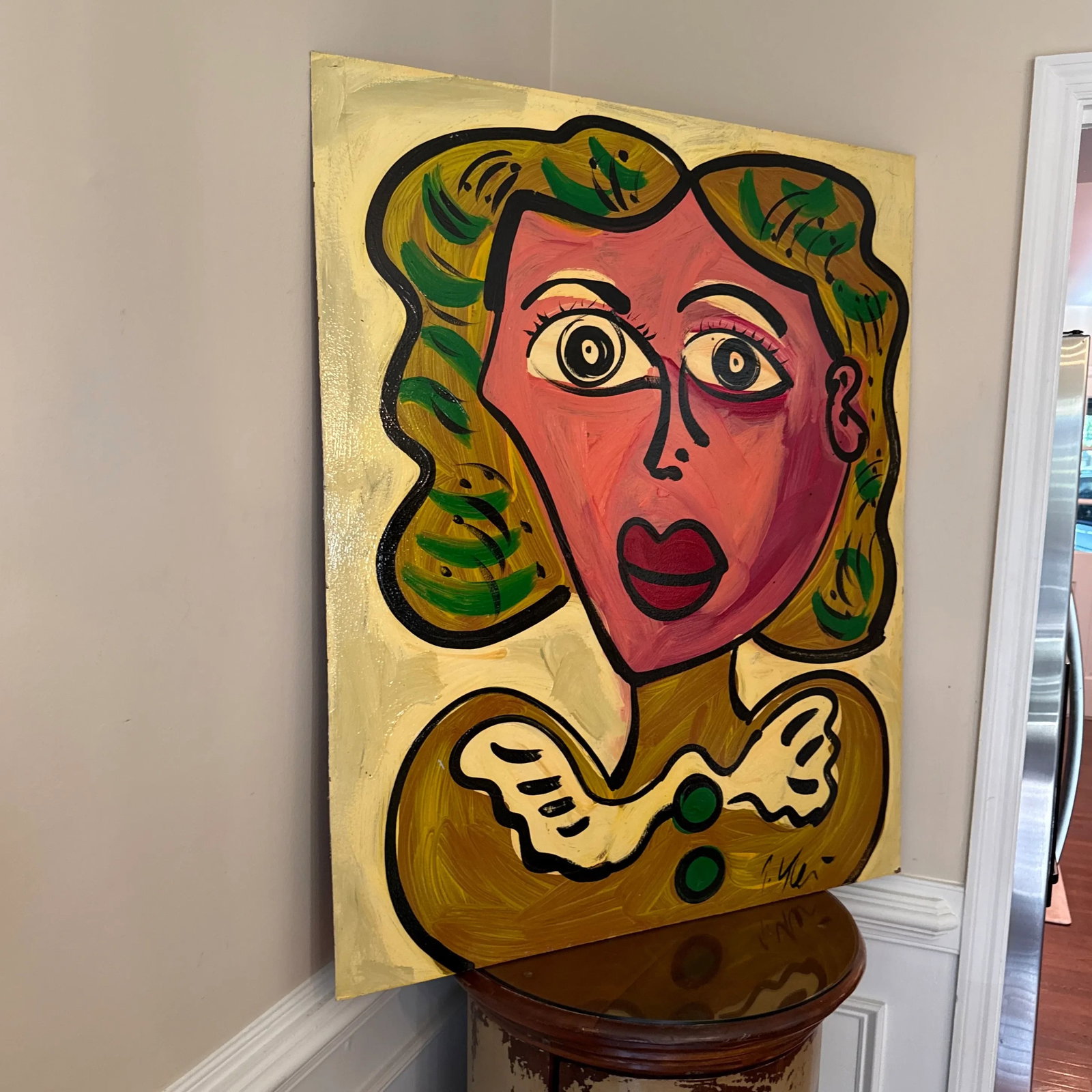 1970s Peter Keil Original Abstract Portrait Painting on Board - 2