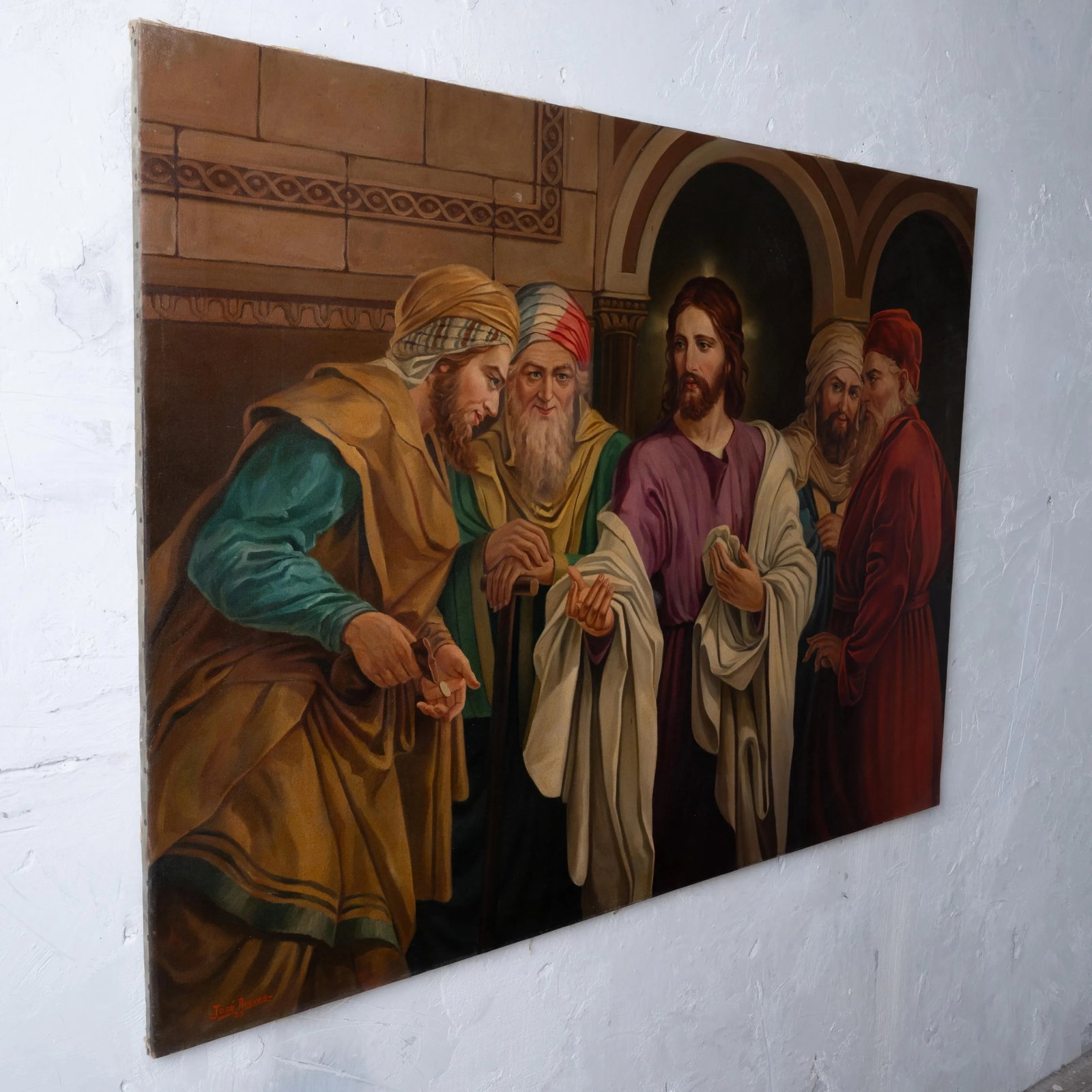 Jose Aceves - "Render Unto Caesar" Oil Painting, 1933 - 9