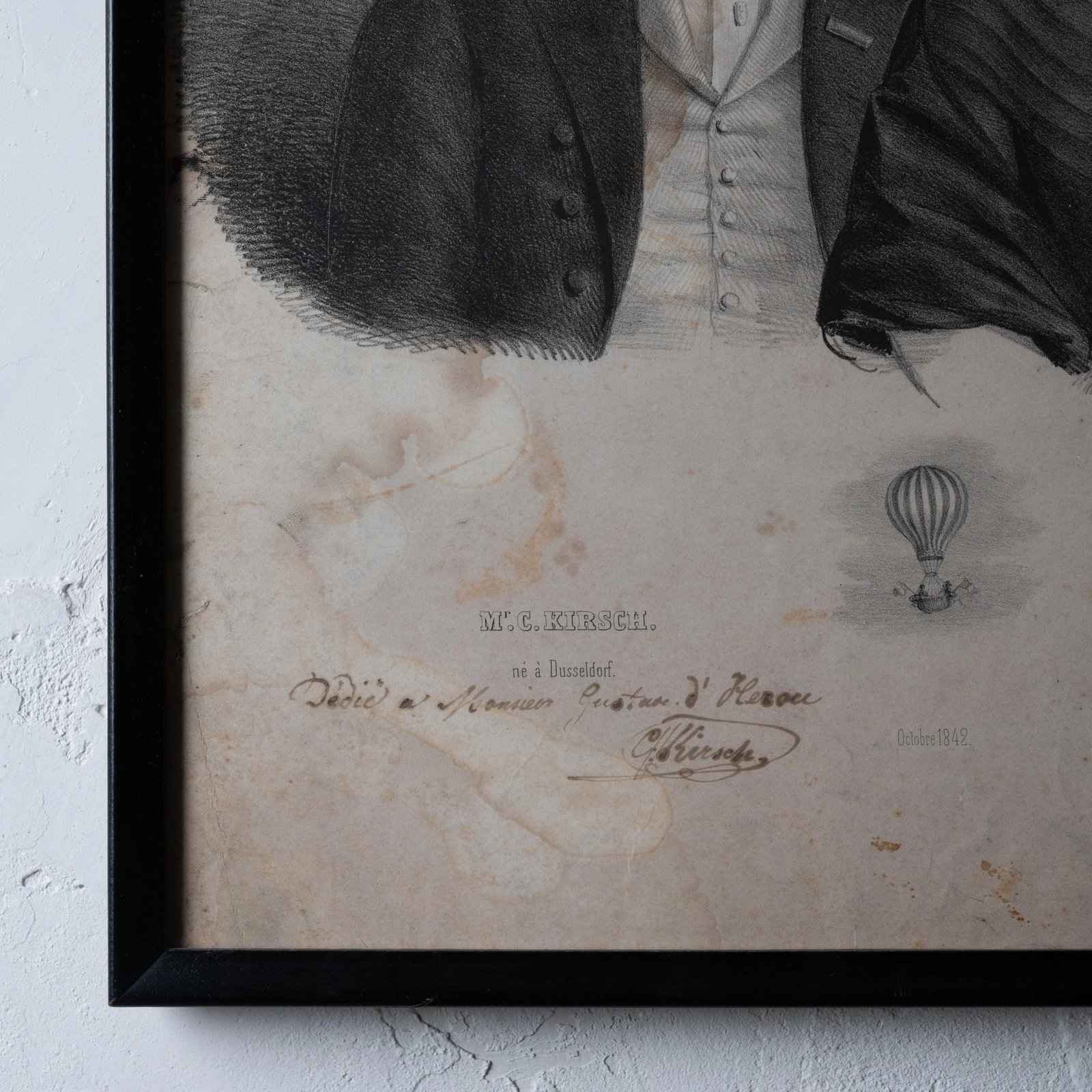 German Hot Air Balloonist Lithograph, C.1840s - 5