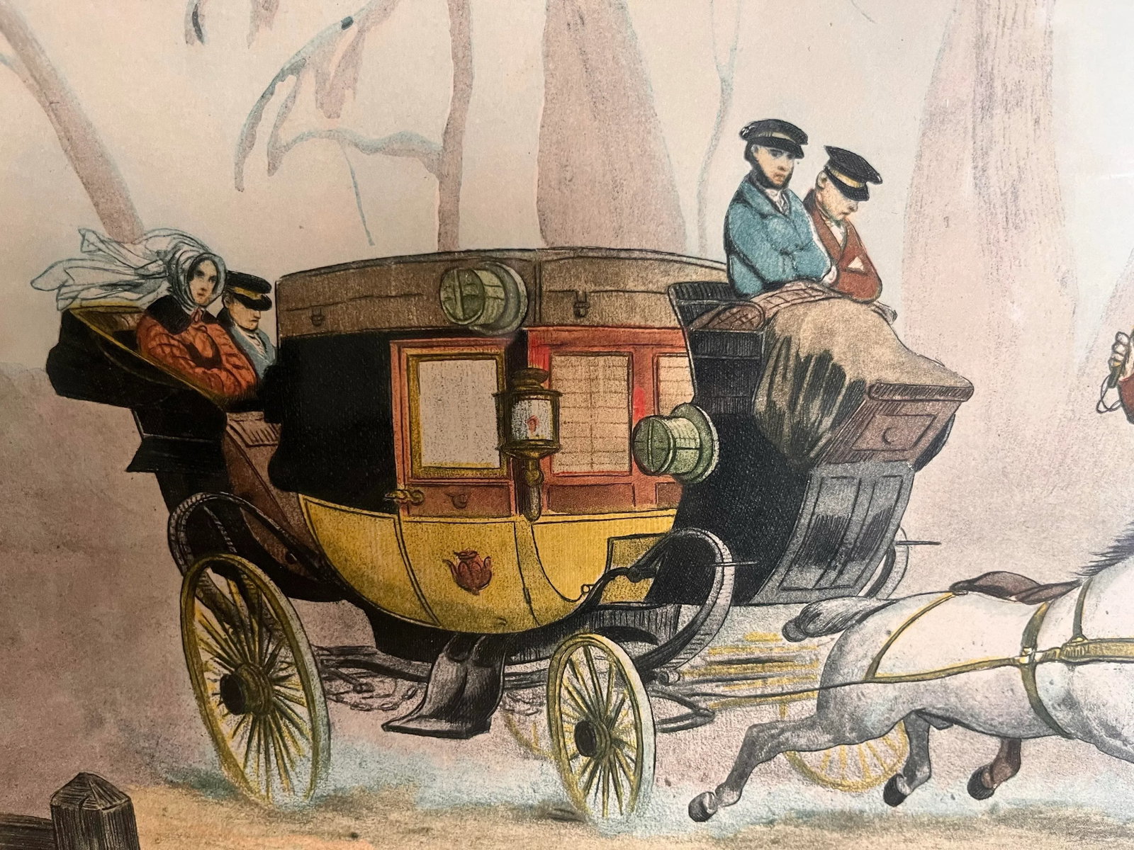 Vintage Framed Hand Colored Etching 'La Chaise De Posse' by Victor-Jean Adam - 6
