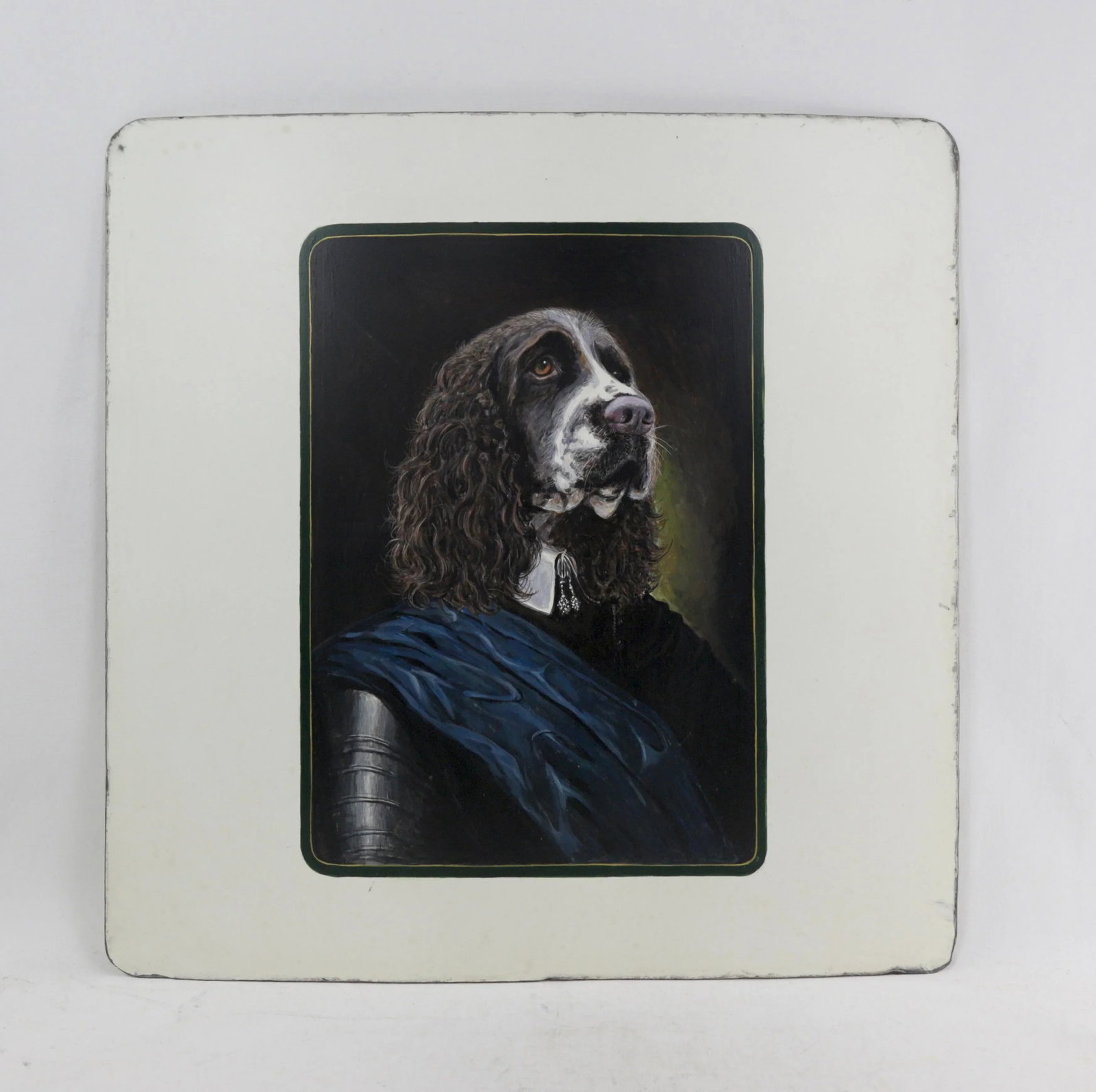 Vintage Iron Plate Oil Painting Dog Portrait - 2