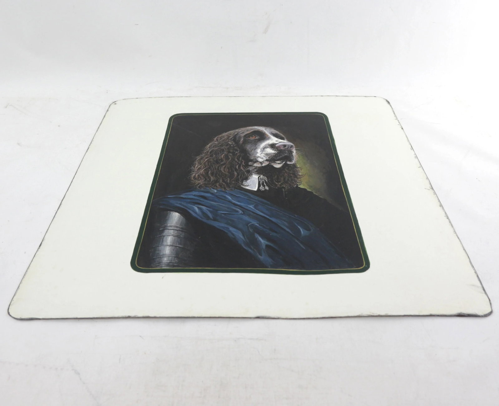 Vintage Iron Plate Oil Painting Dog Portrait - 3