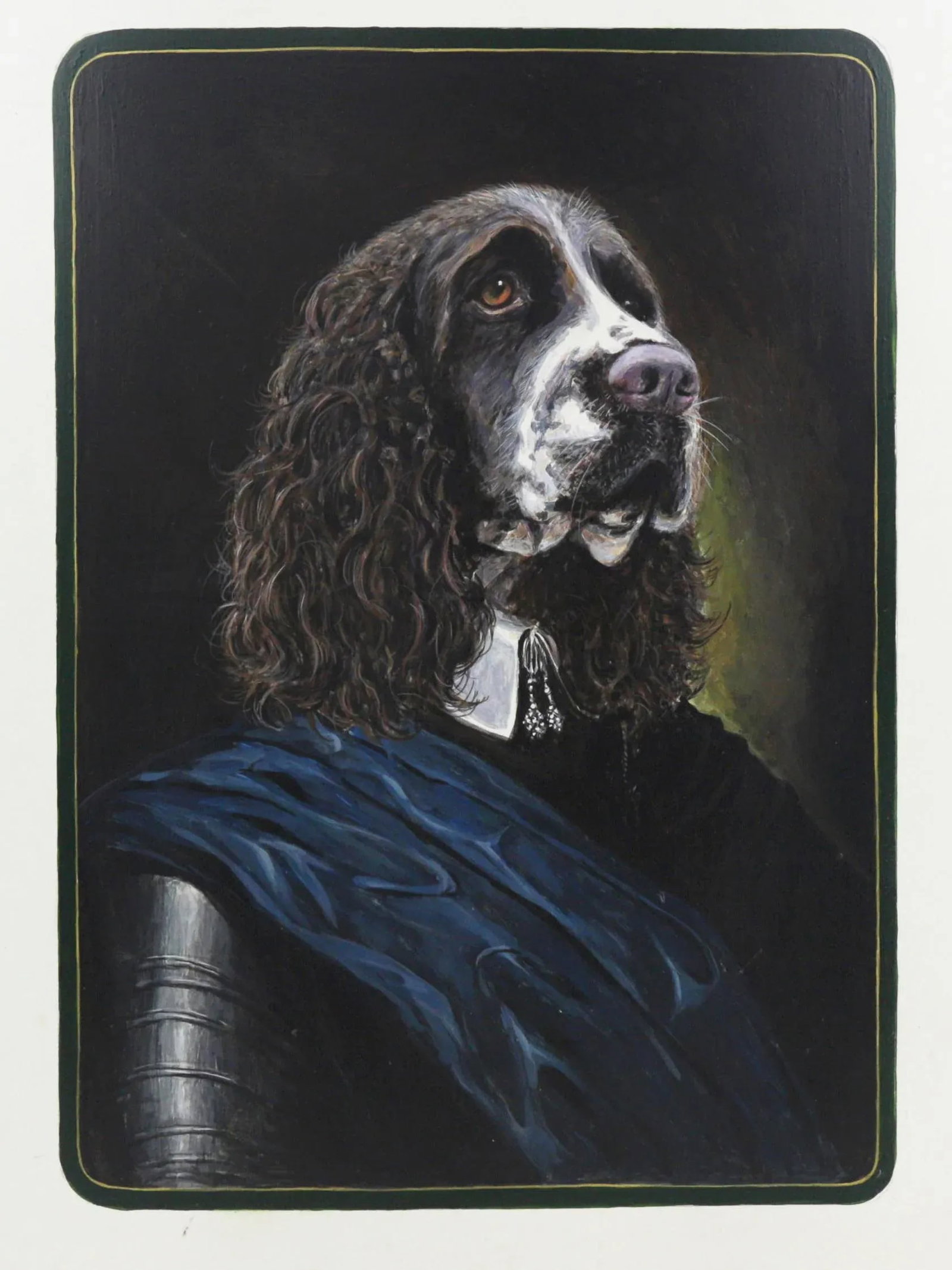 Vintage Iron Plate Oil Painting Dog Portrait - 4