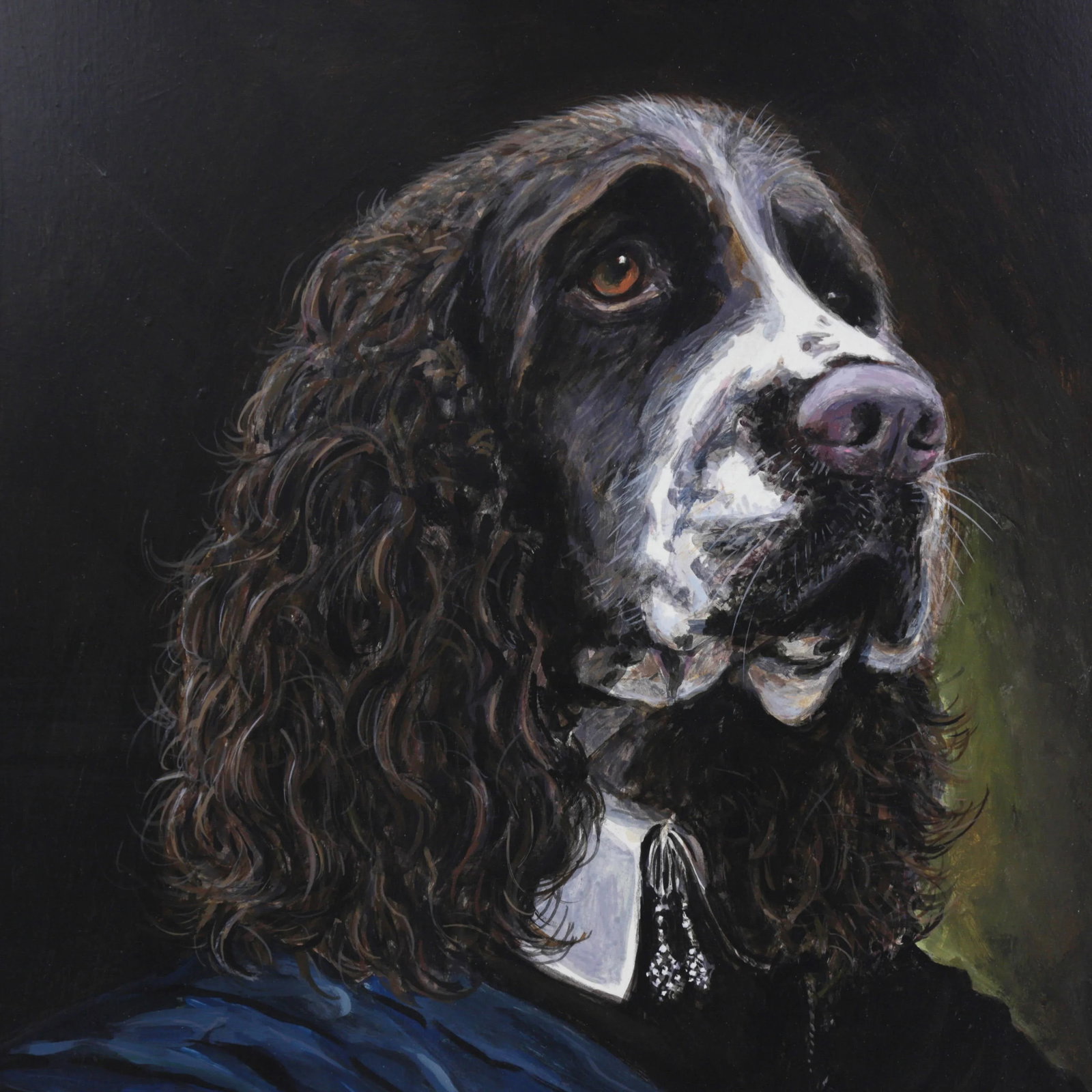 Vintage Iron Plate Oil Painting Dog Portrait - 5