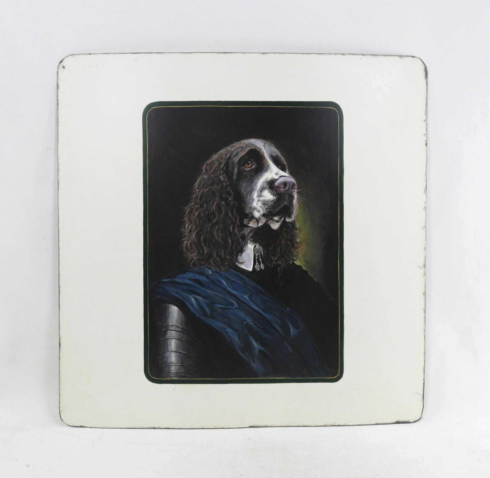 Vintage Iron Plate Oil Painting Dog Portrait - 9
