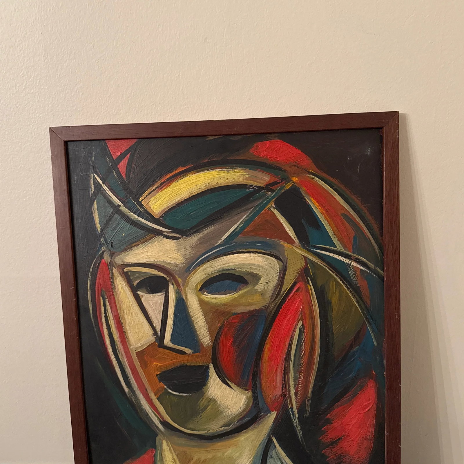 Vintage Italian Abstract Portrait Painting ~ Framed - 2