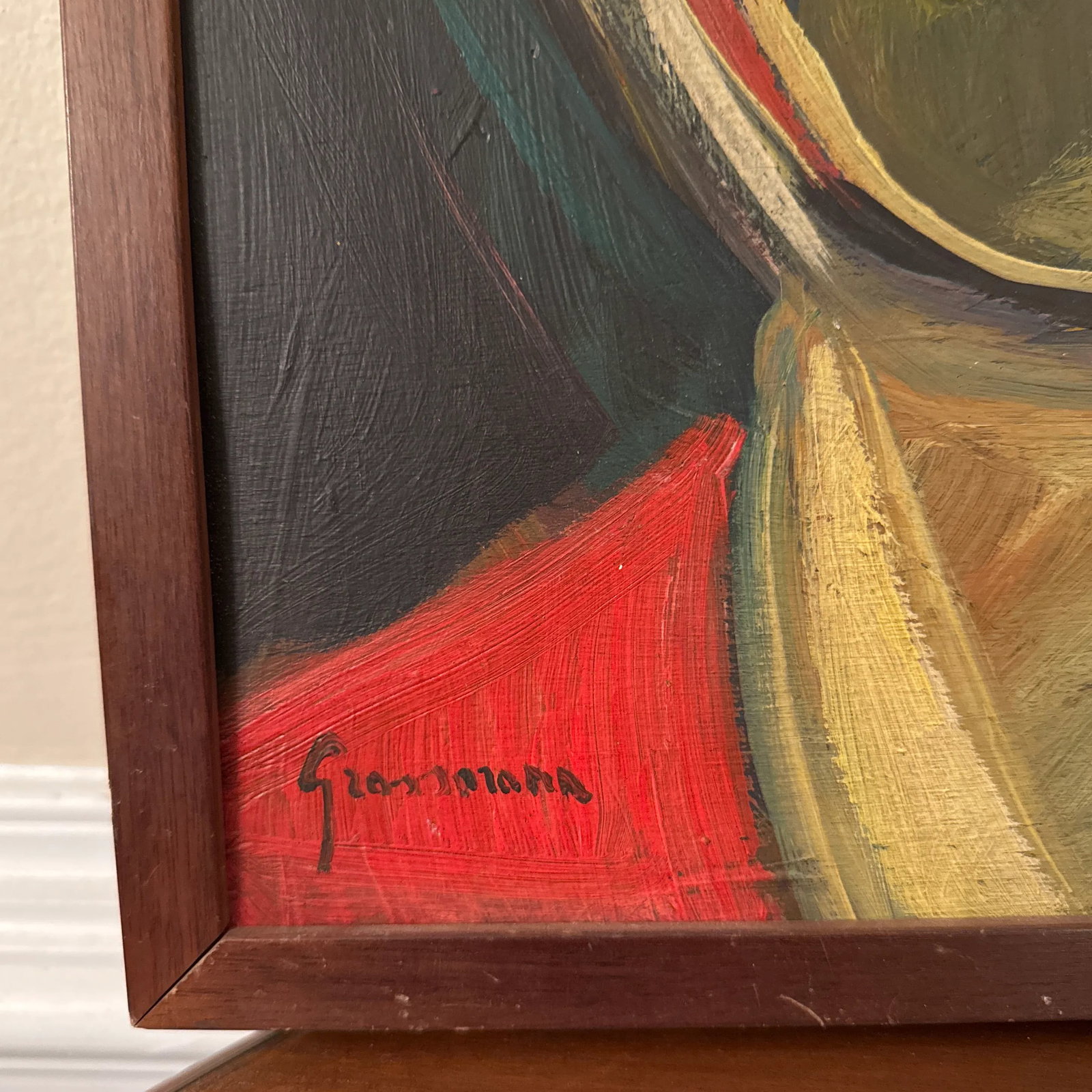 Vintage Italian Abstract Portrait Painting ~ Framed - 4