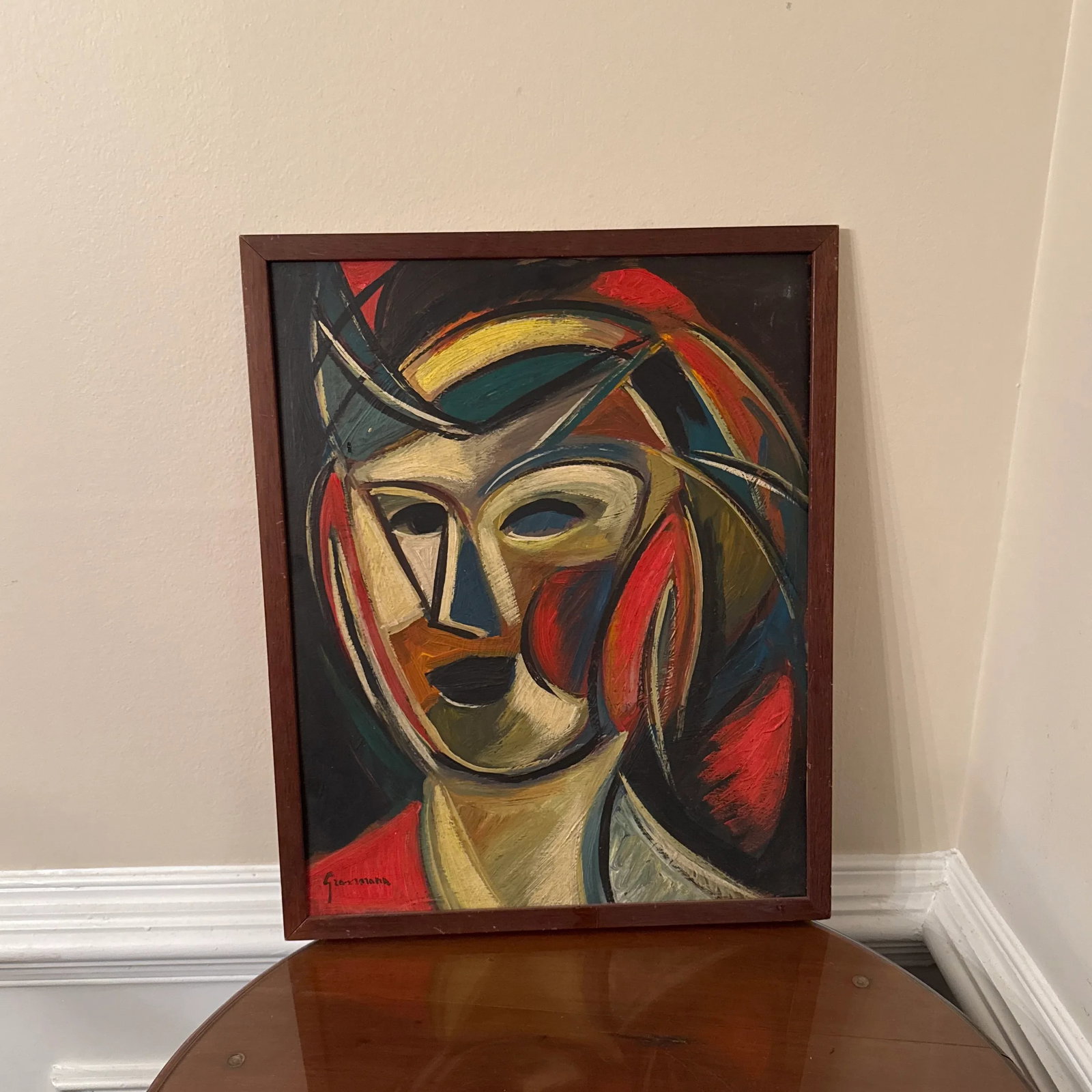 Vintage Italian Abstract Portrait Painting ~ Framed - 6