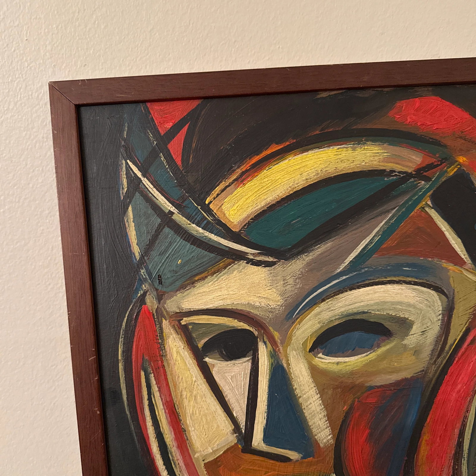 Vintage Italian Abstract Portrait Painting ~ Framed - 7