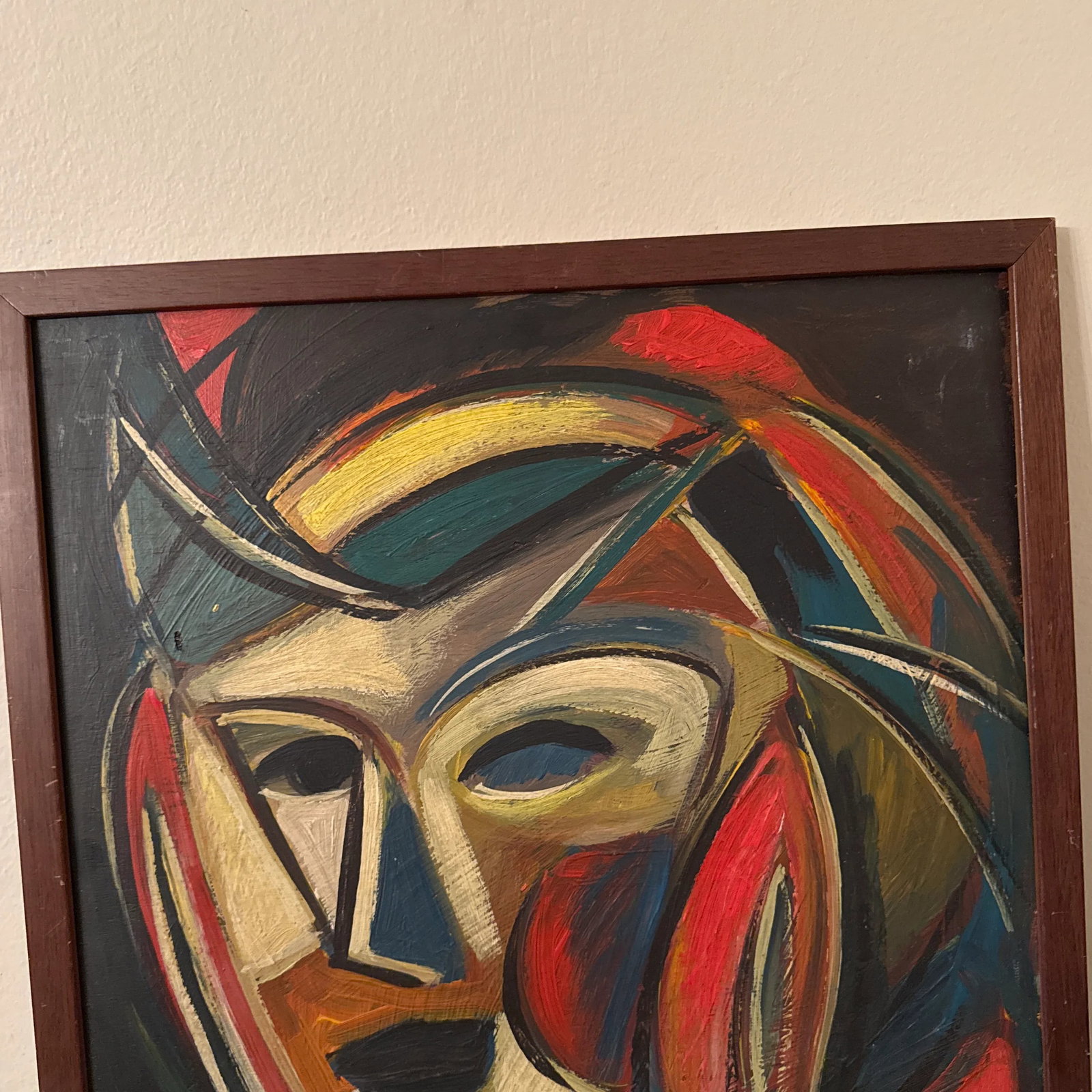 Vintage Italian Abstract Portrait Painting ~ Framed - 8