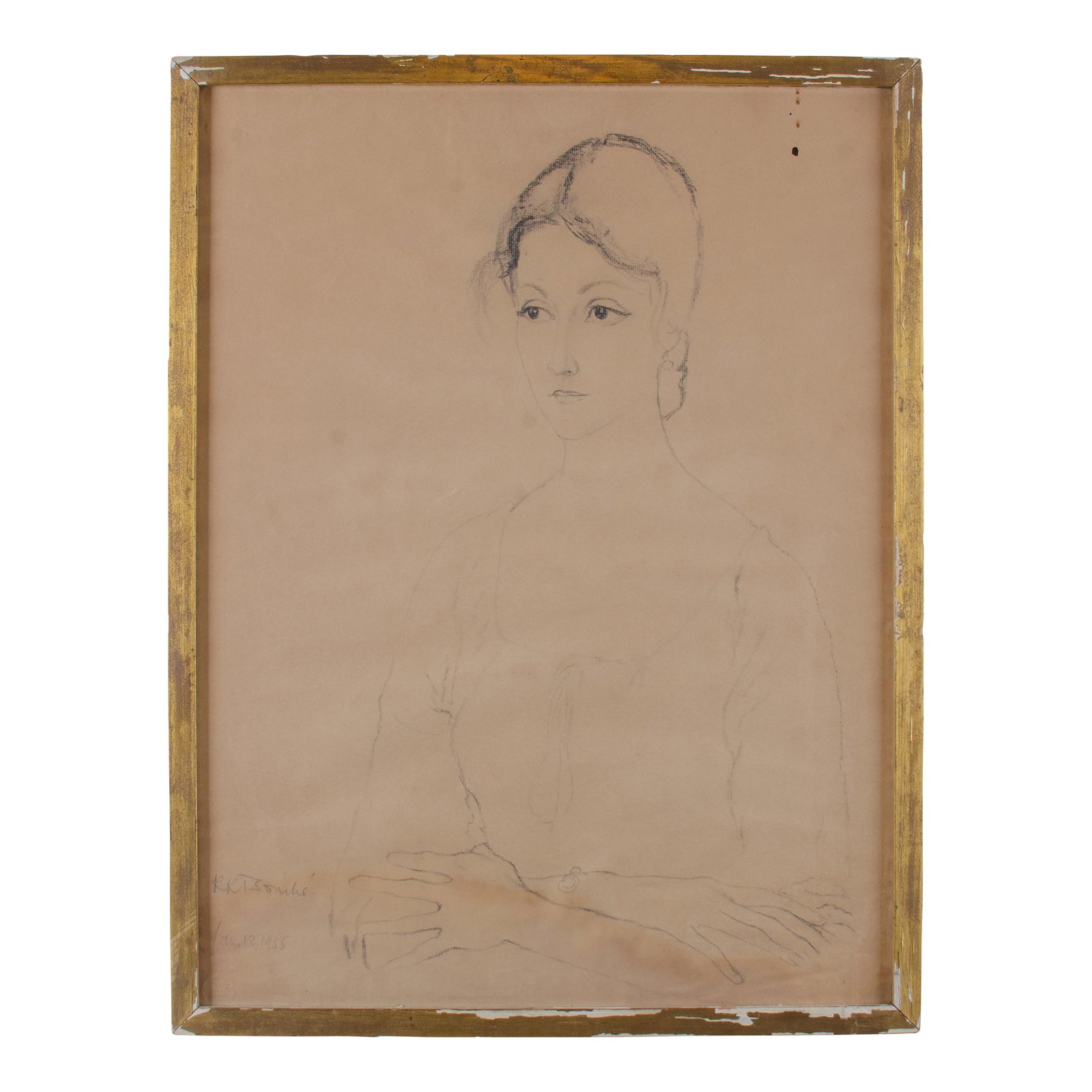 Rene Bouche Illustration, 1955: Rene Bouche (American, 1905-1963) Illustration on paper of a lady from January 13, 1955. Estate of Chuck Howard frame 20 by 26 inches Condition: Alterations: Original Condition Unaltered