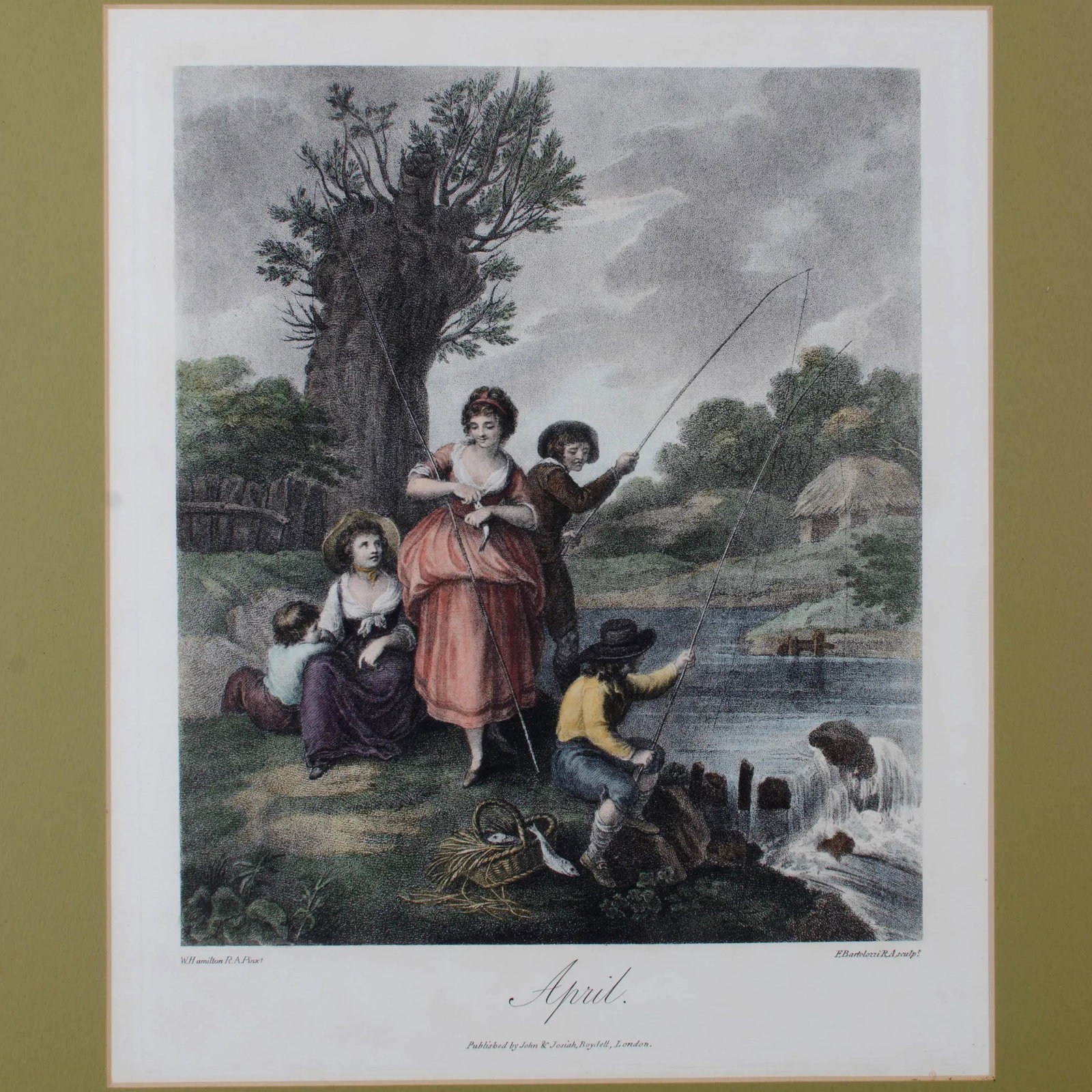 Francesco Bartolozzi "April" Handcolored Engraving - 2