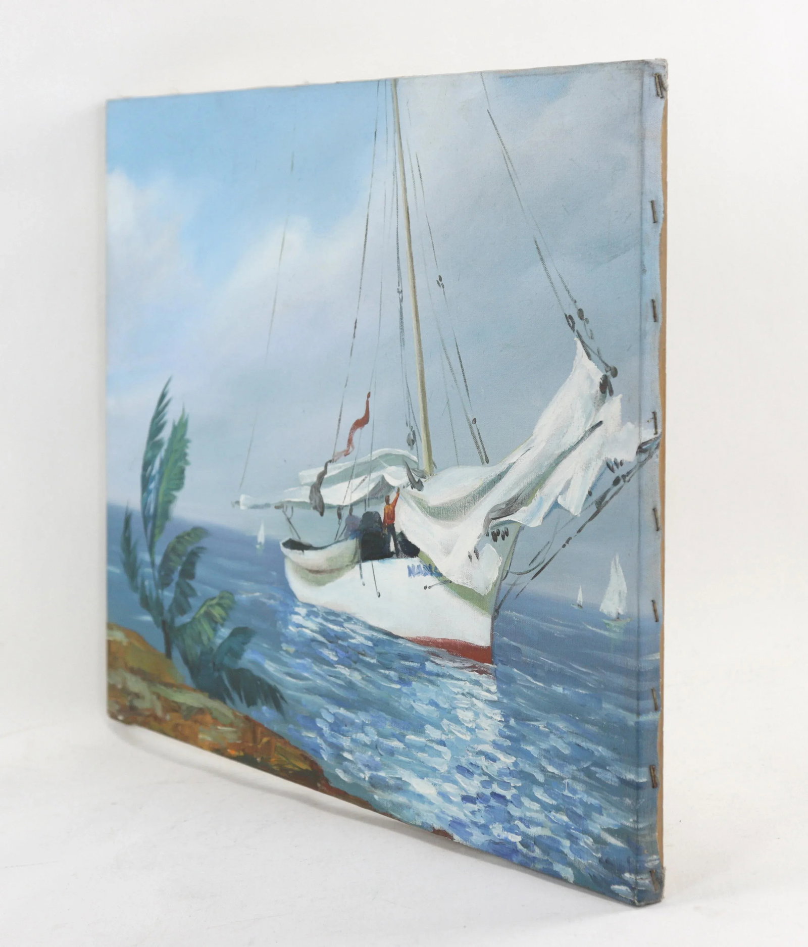 Oil on Canvas, Sea, Wind, Returning Sailboat - 2