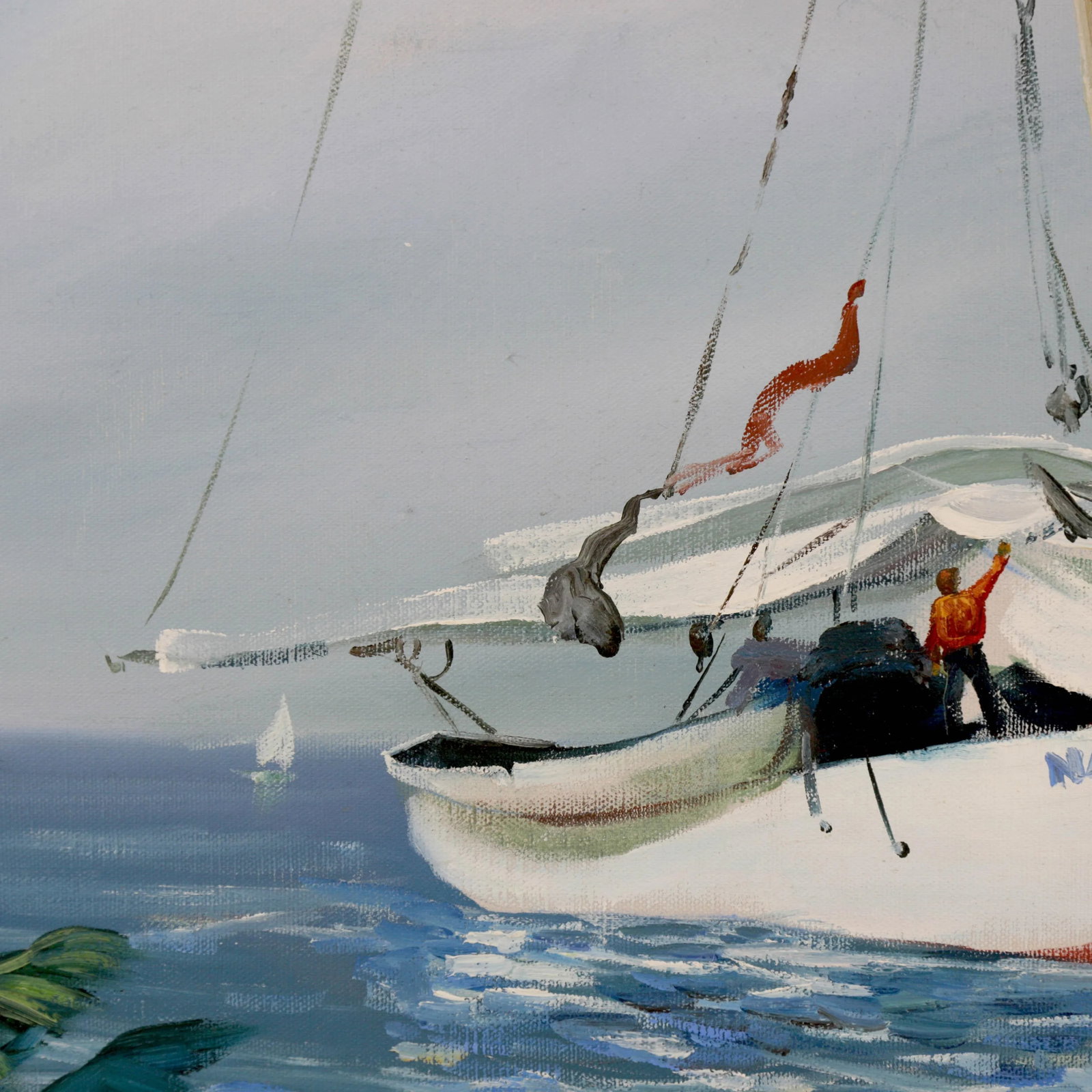 Oil on Canvas, Sea, Wind, Returning Sailboat - 3