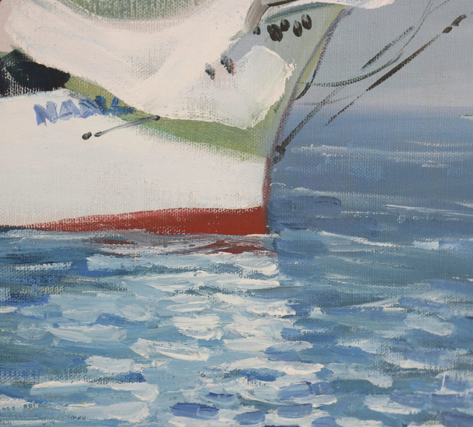 Oil on Canvas, Sea, Wind, Returning Sailboat - 4
