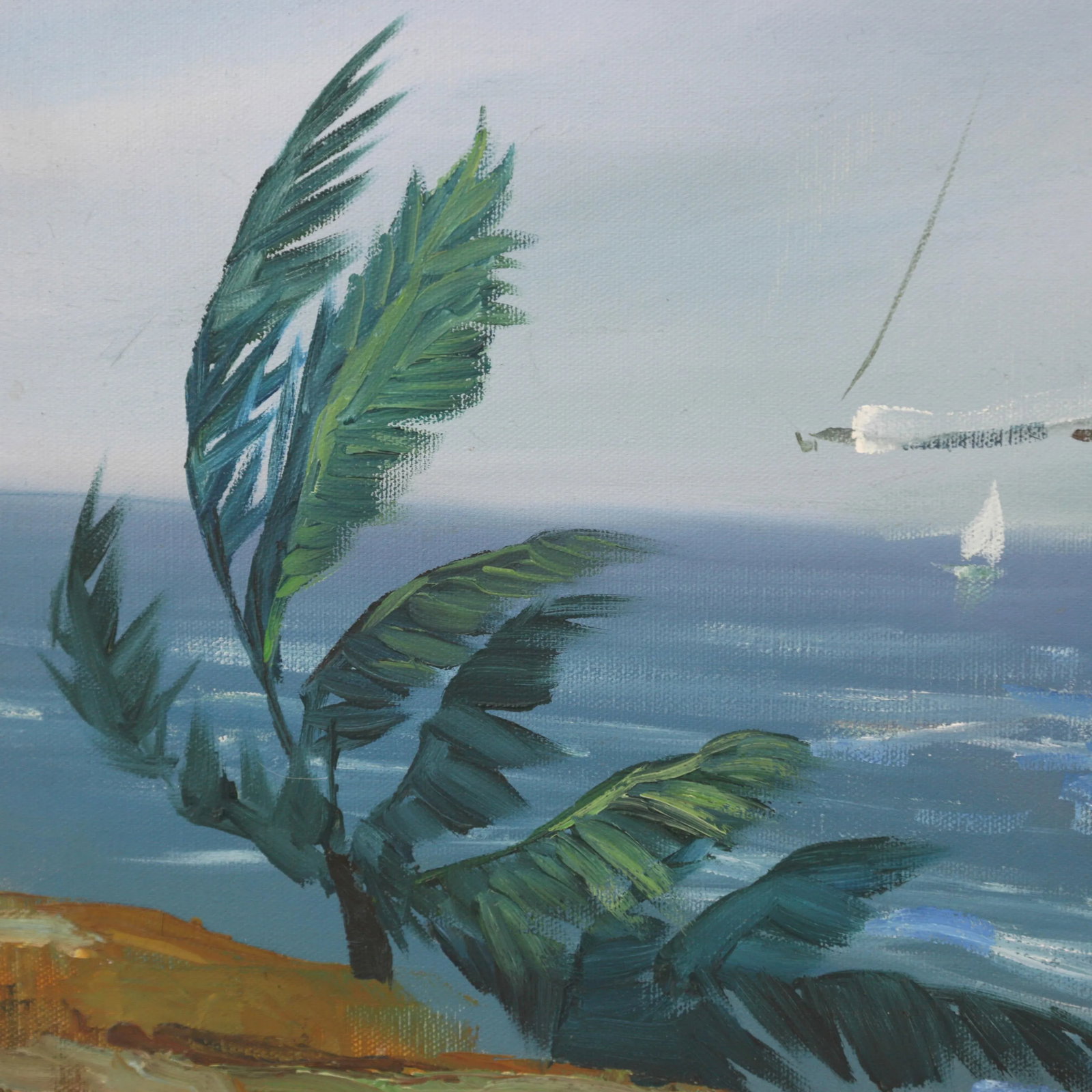 Oil on Canvas, Sea, Wind, Returning Sailboat - 6