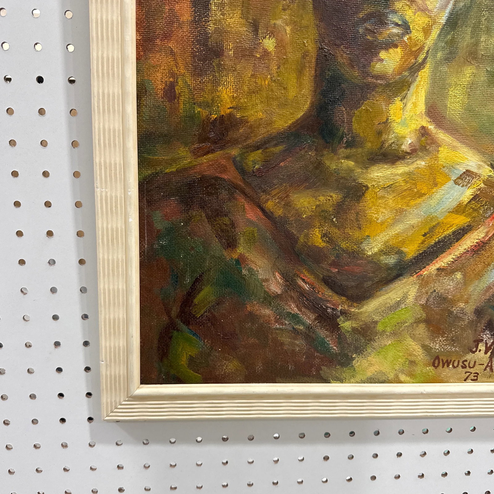 Vintage 1970s Figurative Oil on Board Painting ~Framed and Signed - 5