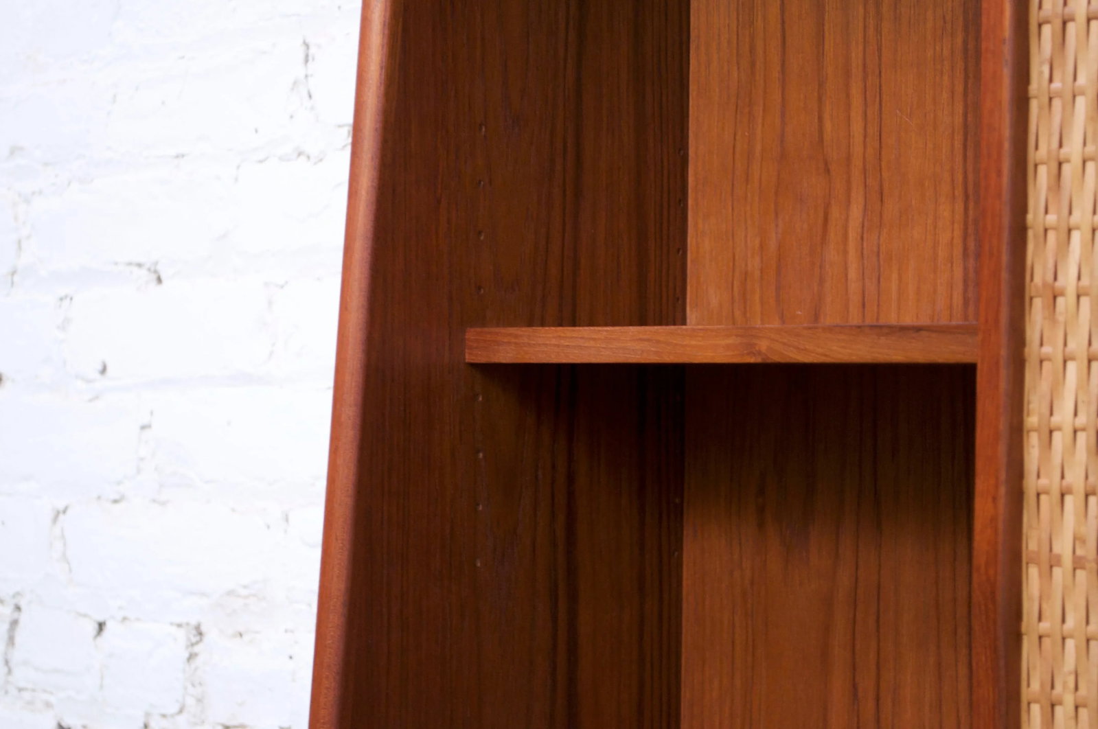 Danish Modern Teak and Cane Wall Mounted Mirror or Hallway Cabinet - 10