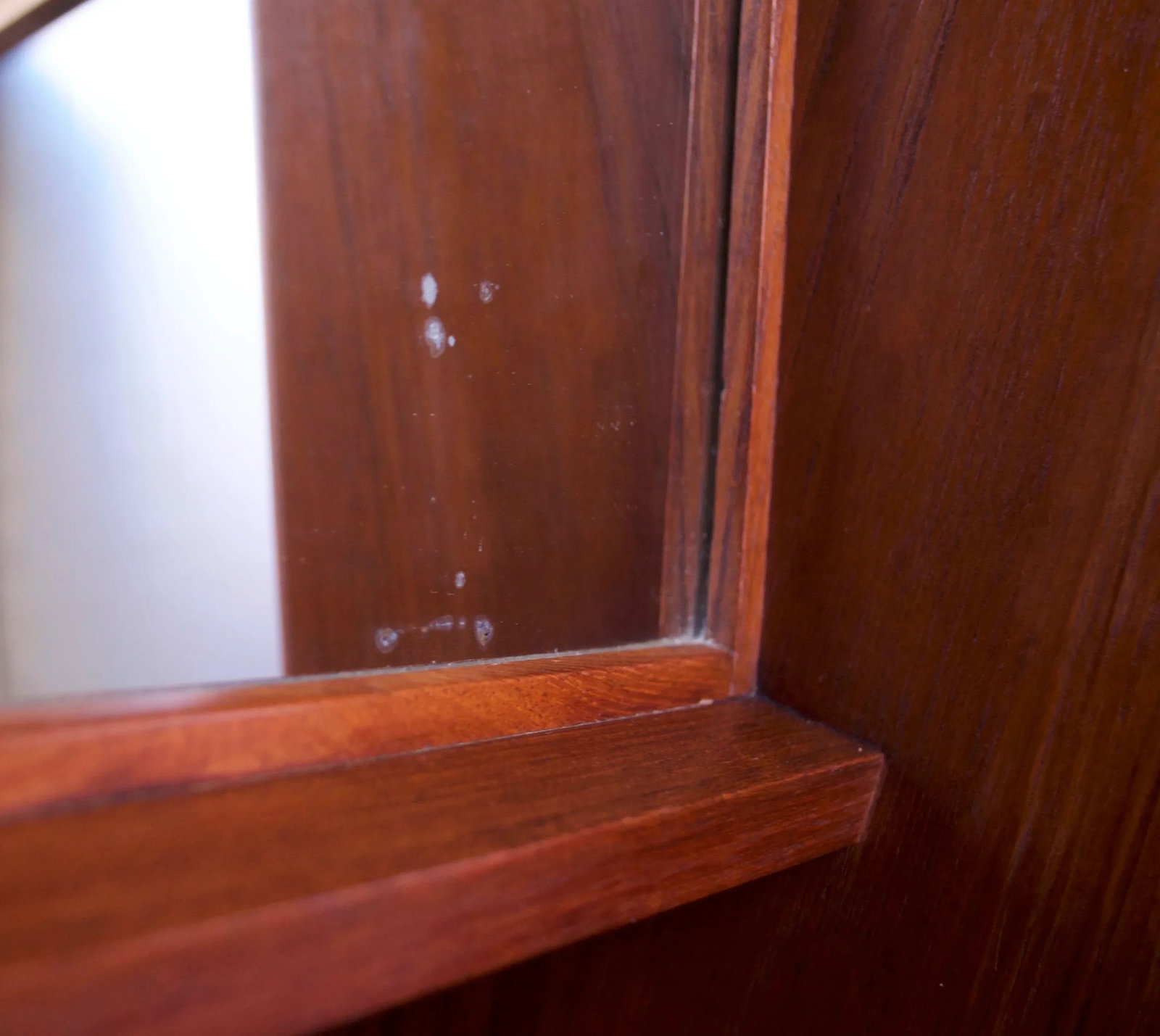 Danish Modern Teak and Cane Wall Mounted Mirror or Hallway Cabinet - 12