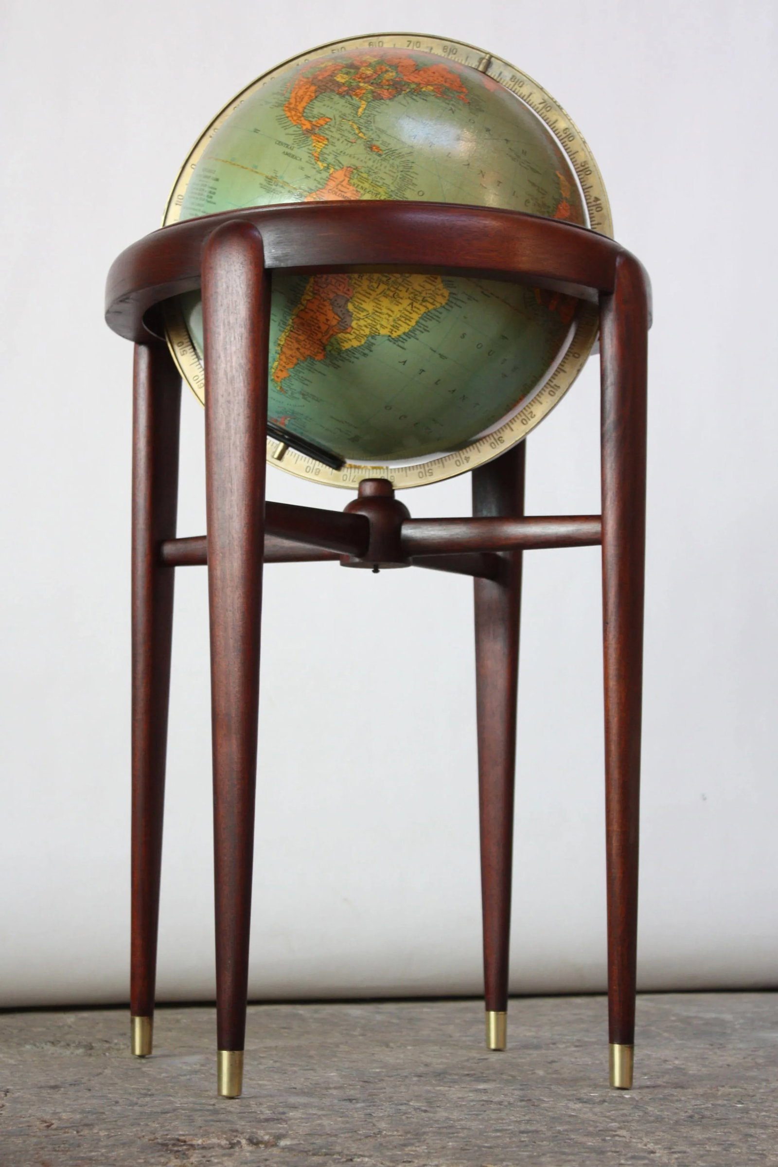 1960s Replogle Illuminated Glass Globe on Mahogany Stand - 13