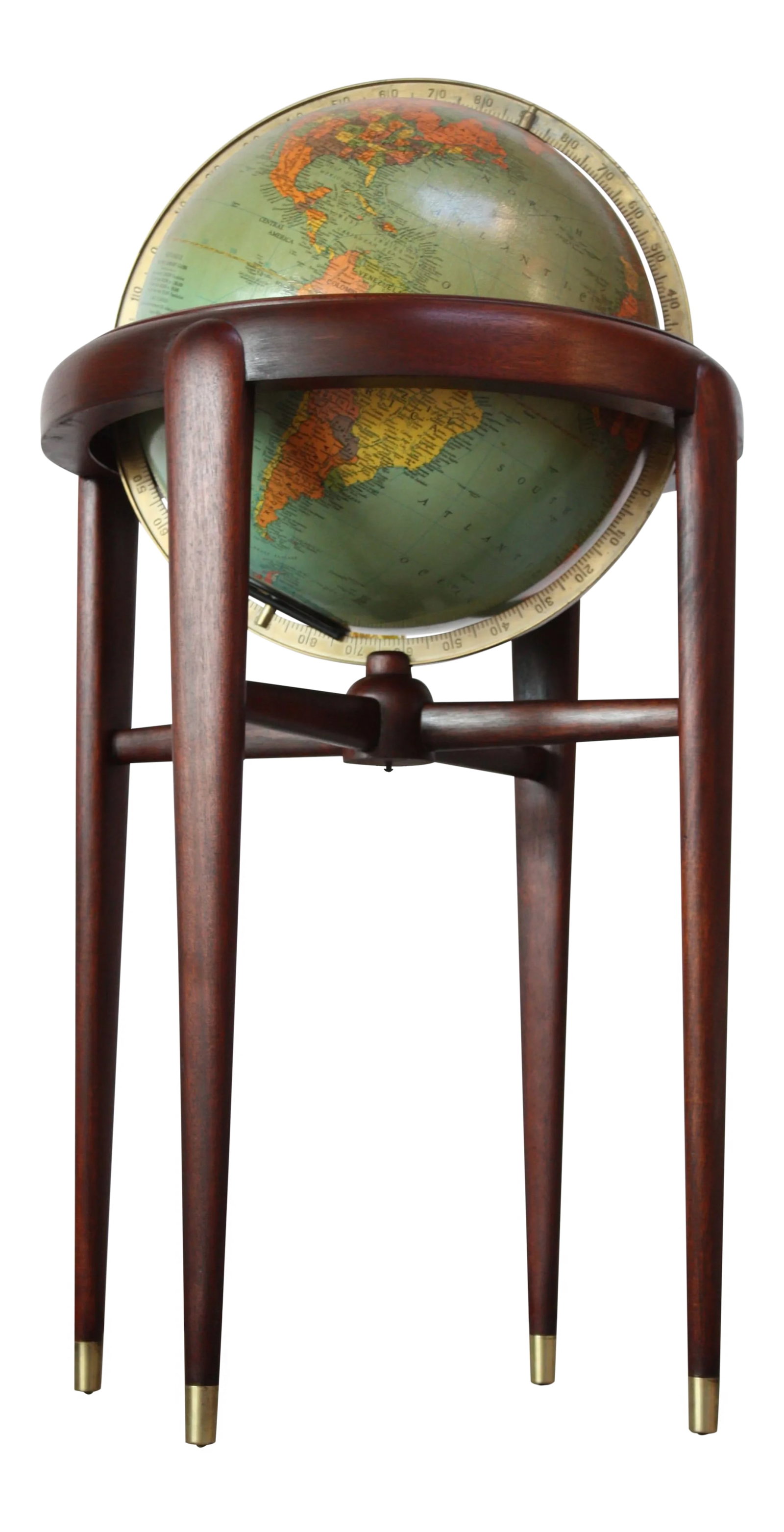 1960s Replogle Illuminated Glass Globe on Mahogany Stand (1 of 13)