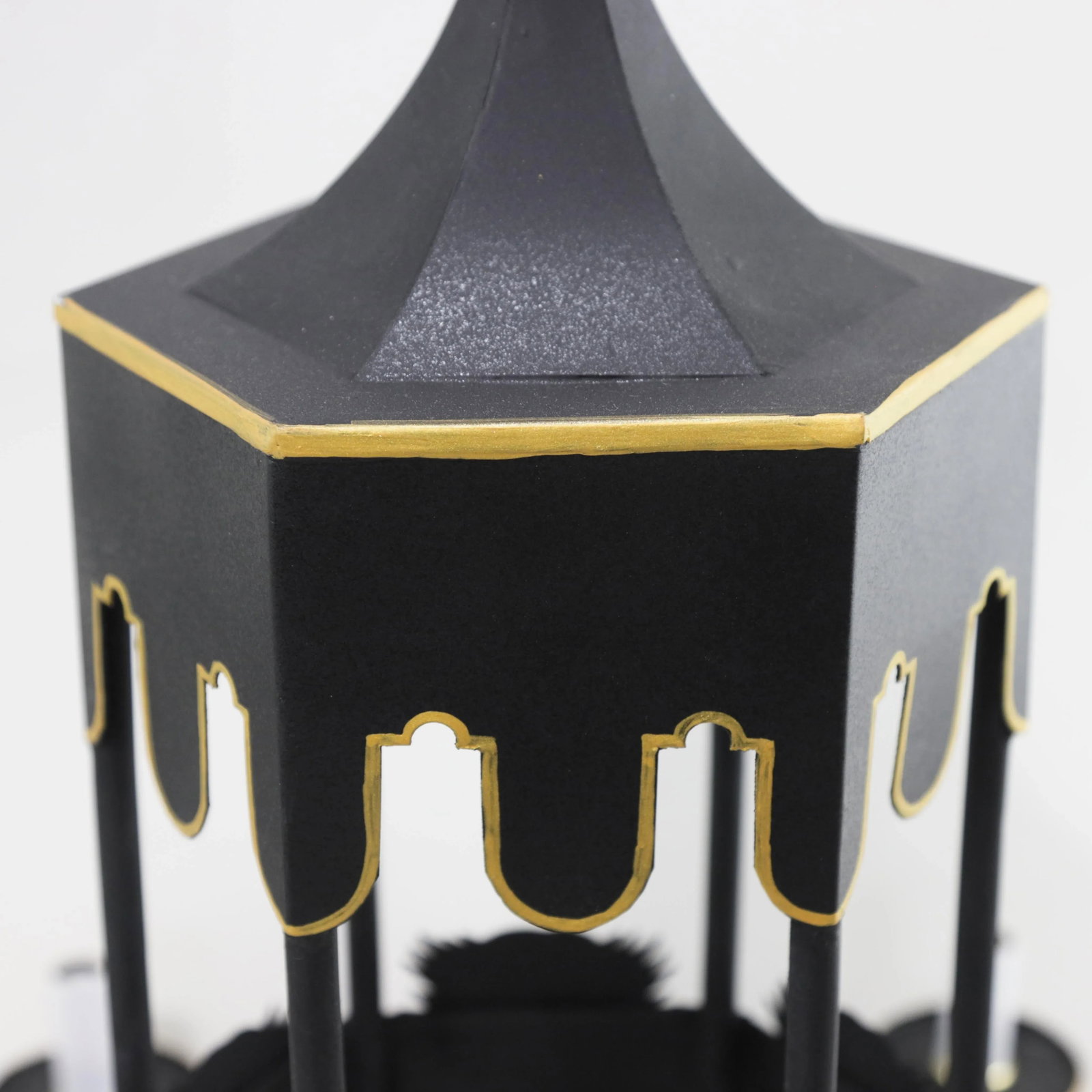 Black Tole Pagoda Style Tower Chandelier With Gold Accents - 7