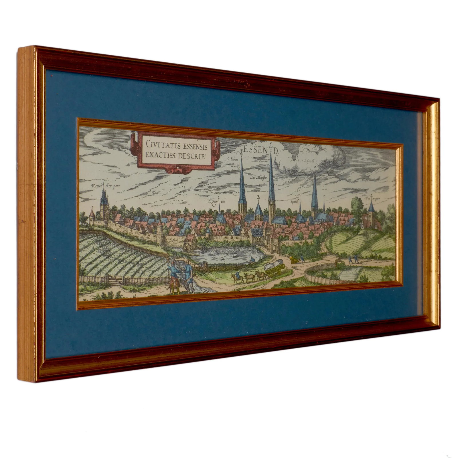 Panoramic Historical View of Essen, Germany by Hogenberg and Braun - 2