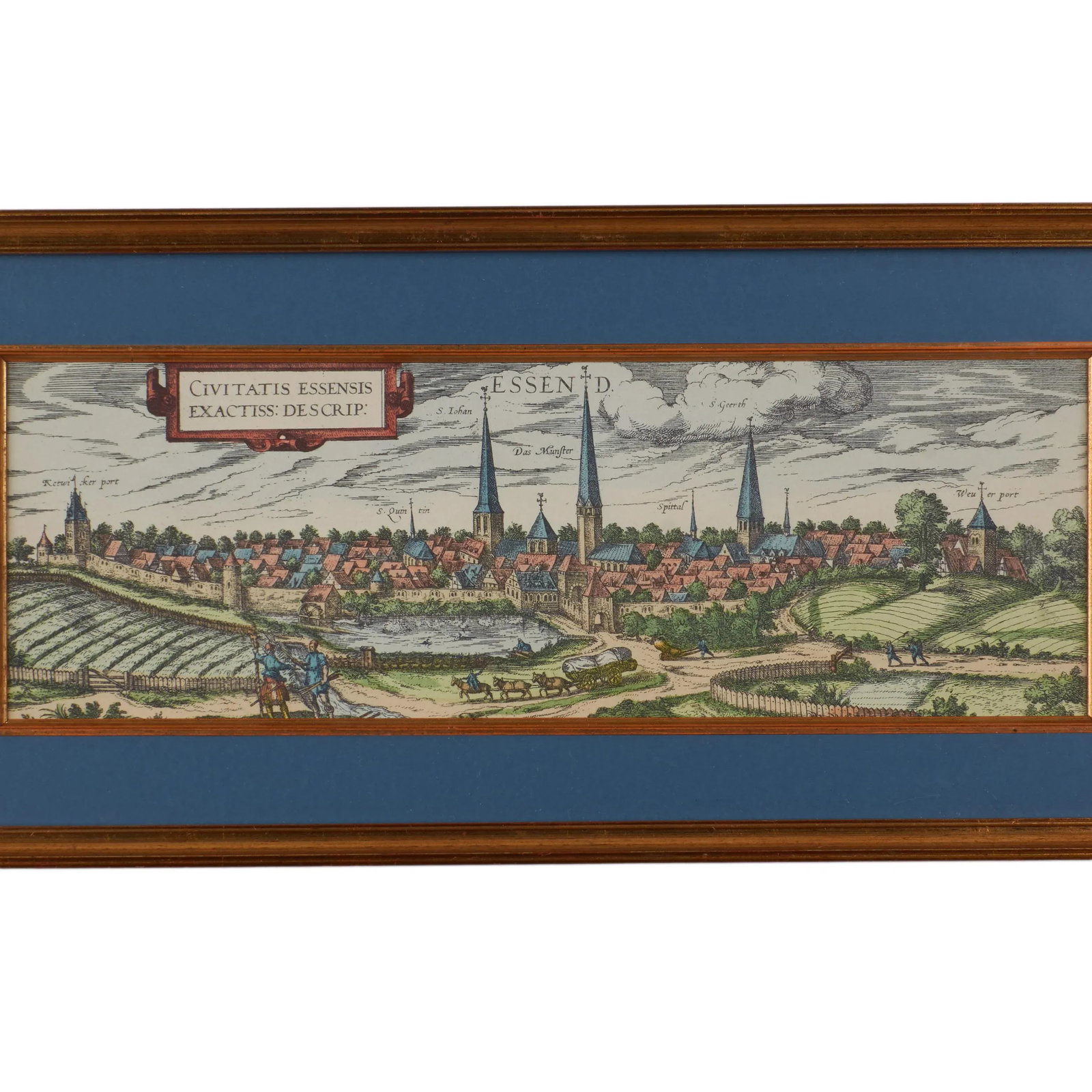Panoramic Historical View of Essen, Germany by Hogenberg and Braun - 3