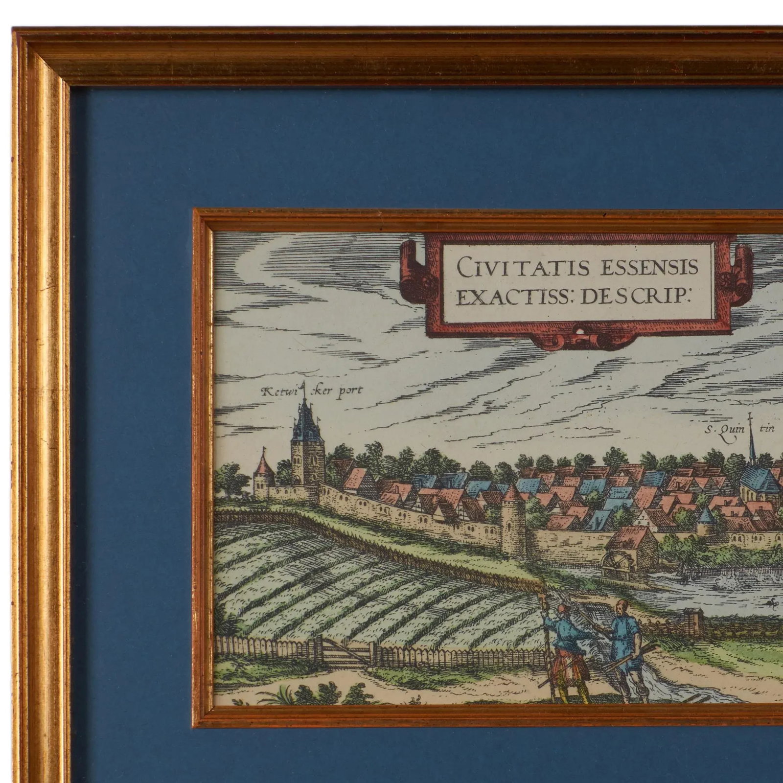 Panoramic Historical View of Essen, Germany by Hogenberg and Braun - 4