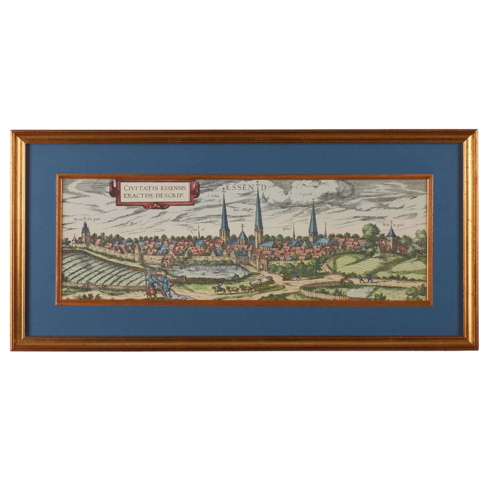 Panoramic Historical View of Essen, Germany by Hogenberg and Braun - 5
