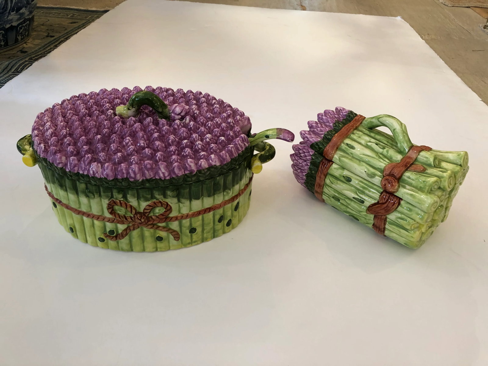 Majolica Soup Tureen and Asparagus Dish - 4