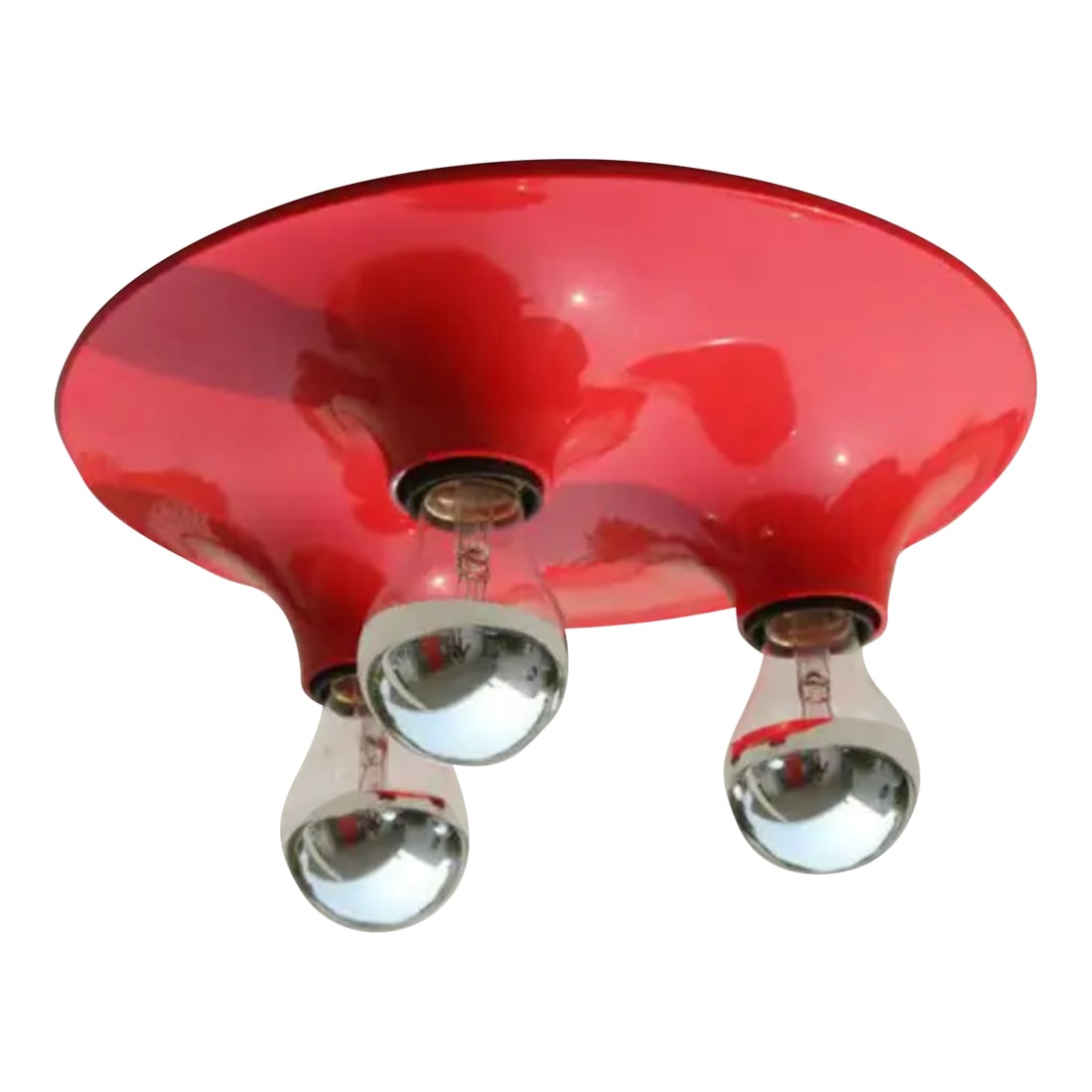 Vico Magistretti for Artemide Red Triteti Light Fixture, Three-Light, 1969. (1 of 5)