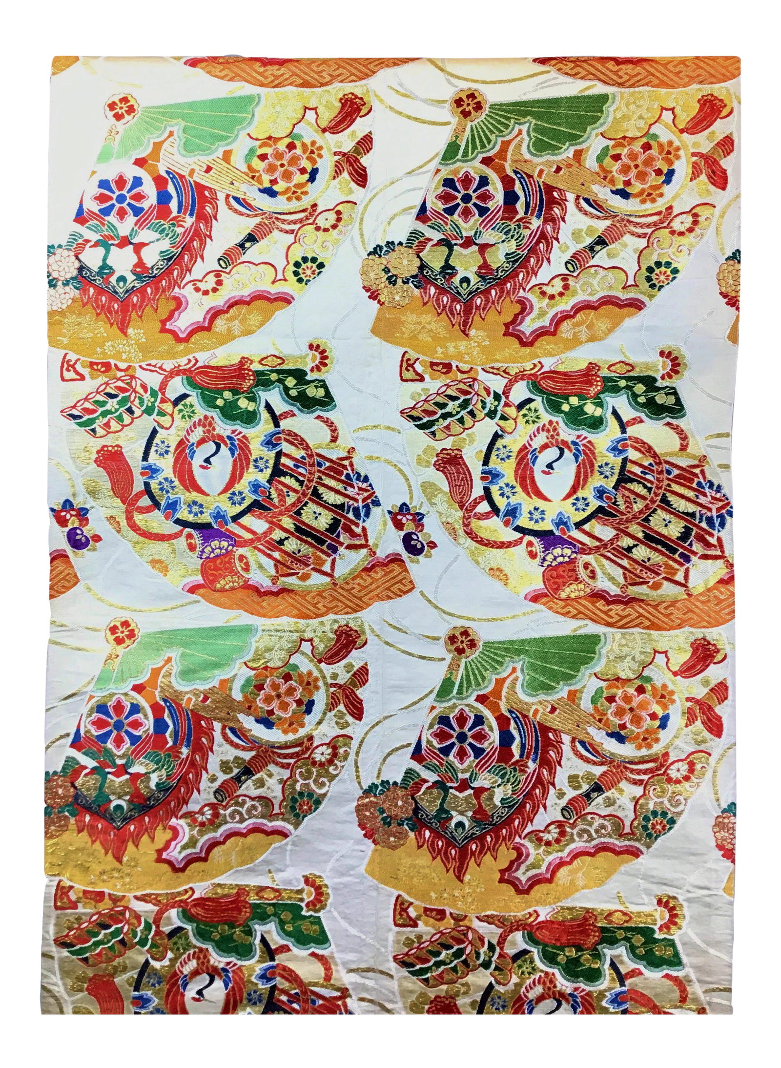 Vintage Pure Silk Jacquard Woven Fabric for Japanese Kimono: Authentic Kimono Fabric from Japan. This beautiful Kimono Fabric has been handwoven during the 1950s. It has Japanese traditional design and quality embroidery on it. Design: Tsuru(Crane) = Very