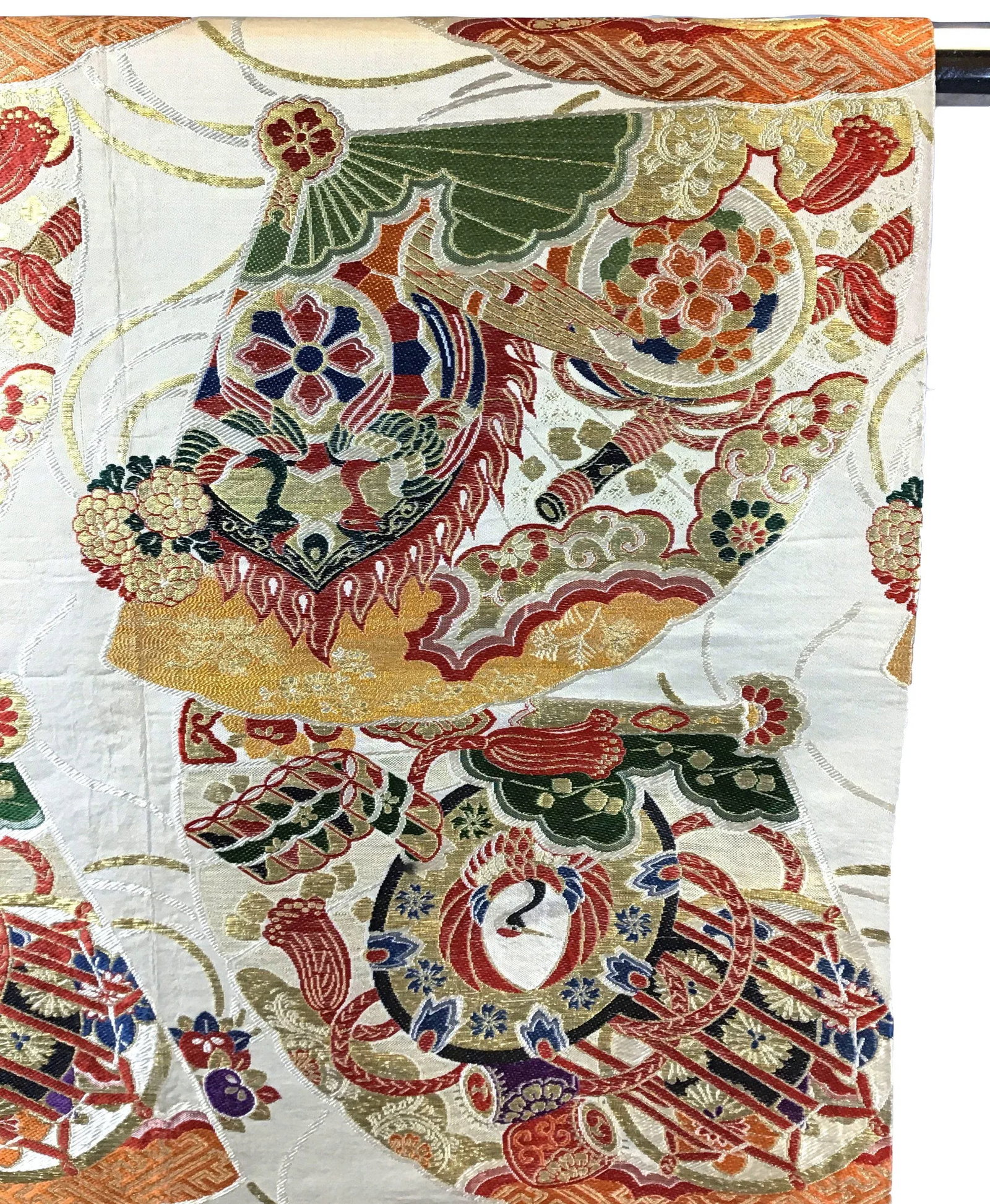 Vintage Pure Silk Jacquard Woven Fabric for Japanese Kimono - 2