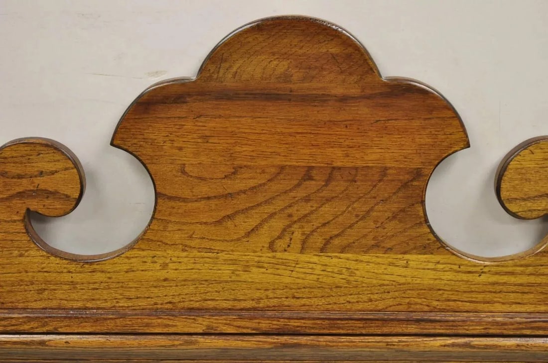 Vintage Ethan Allen Canterbury Oak Wood Colonial Style Beveled Glass Mirror - 4