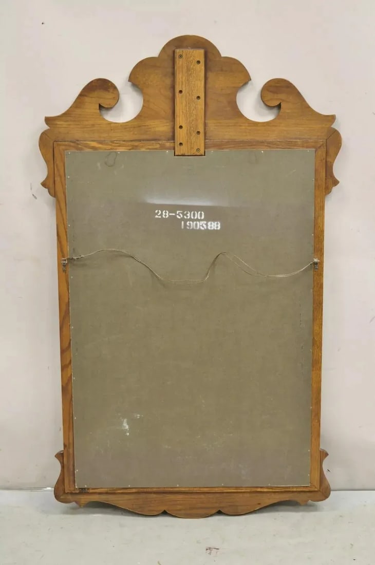 Vintage Ethan Allen Canterbury Oak Wood Colonial Style Beveled Glass Mirror - 8